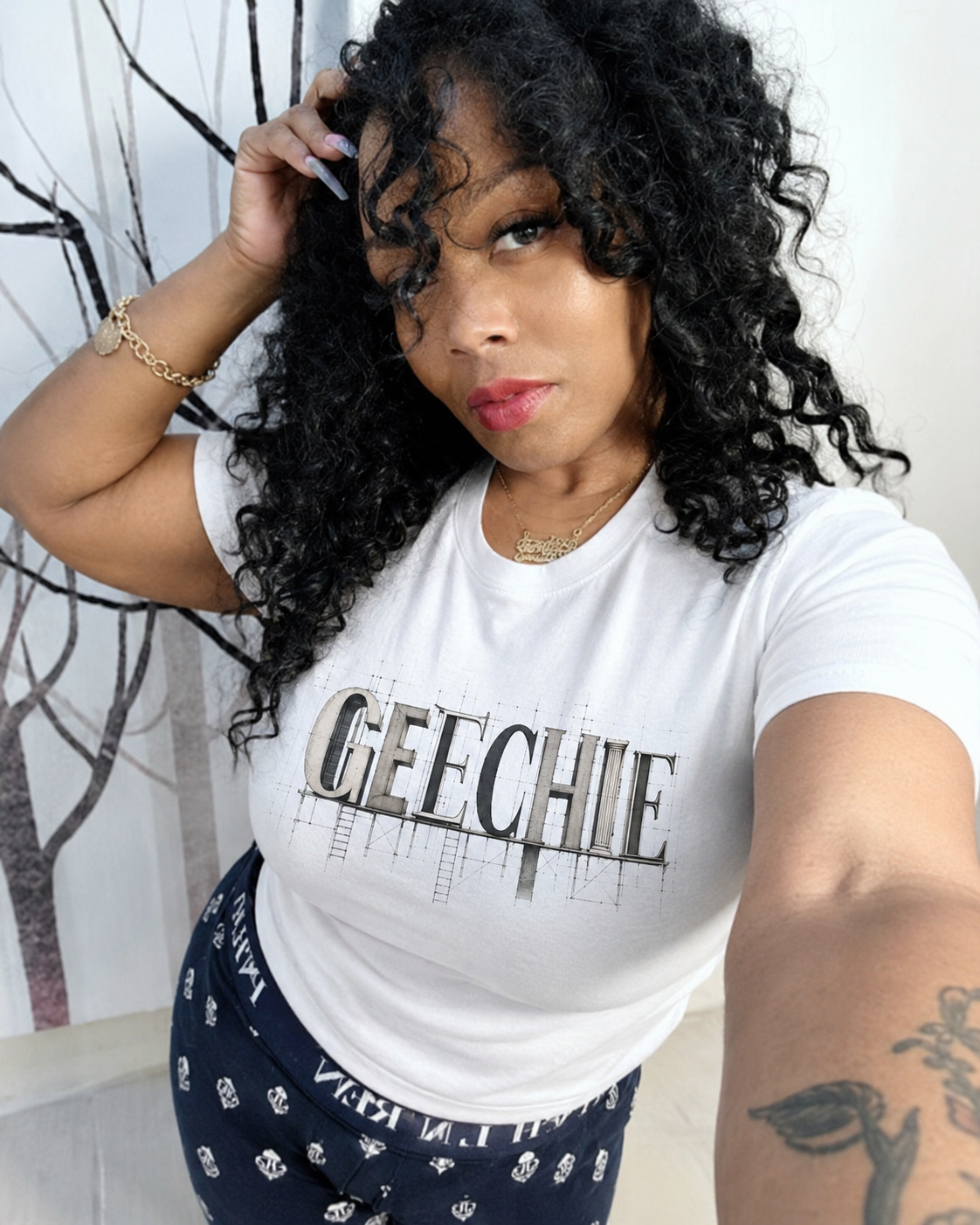 Geechie Architectural Blueprint Heritage Graphic Tee mockup 4