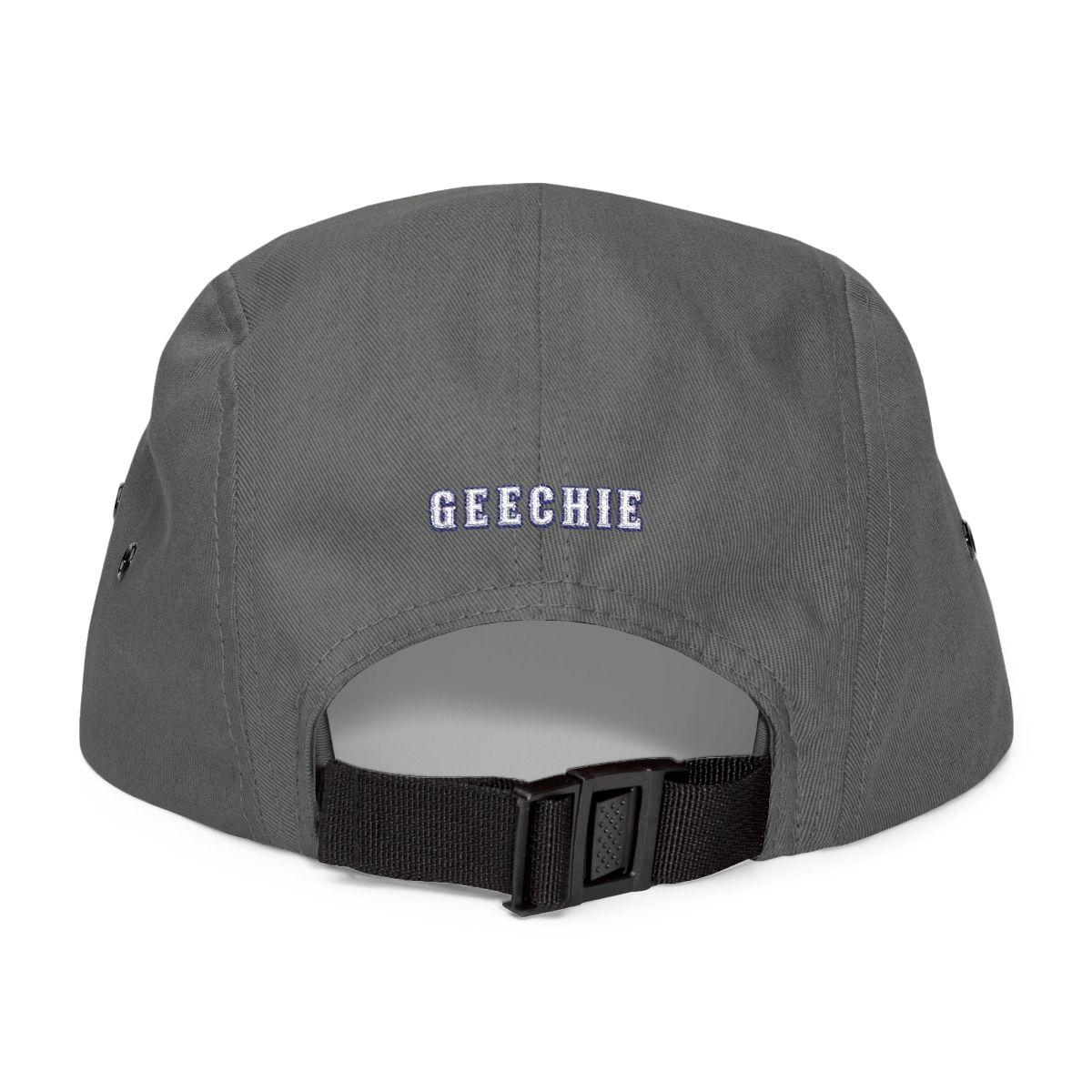 GEECHIE Camo Embroidered 5-Panel Cap | Gullah Geechee Heritage Camouflage Hat mockup 9