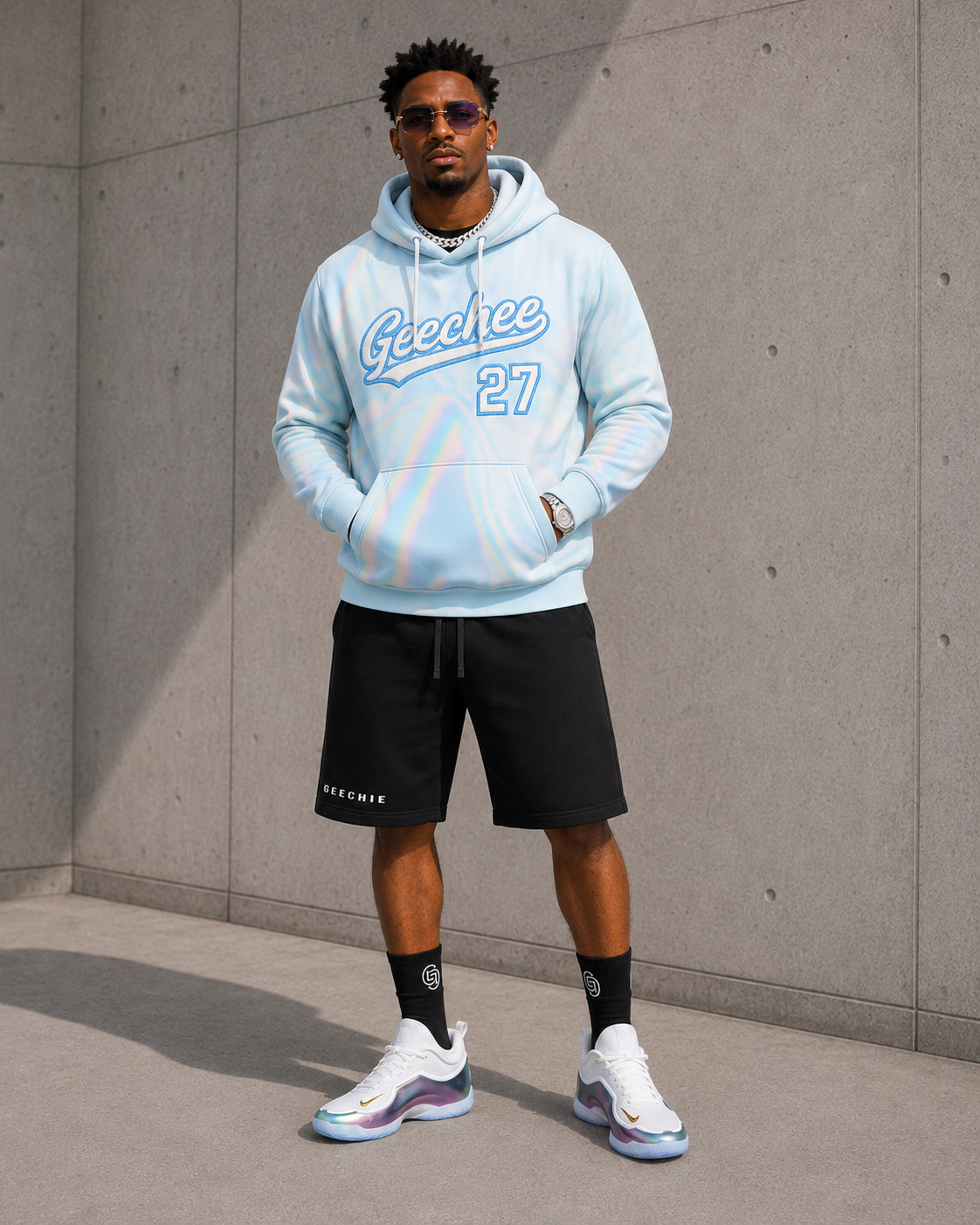 GEECHIE Premium Fleece Shorts | Oversized Black Streetwear Sweat Shorts | Unisex Luxury Casual Shorts