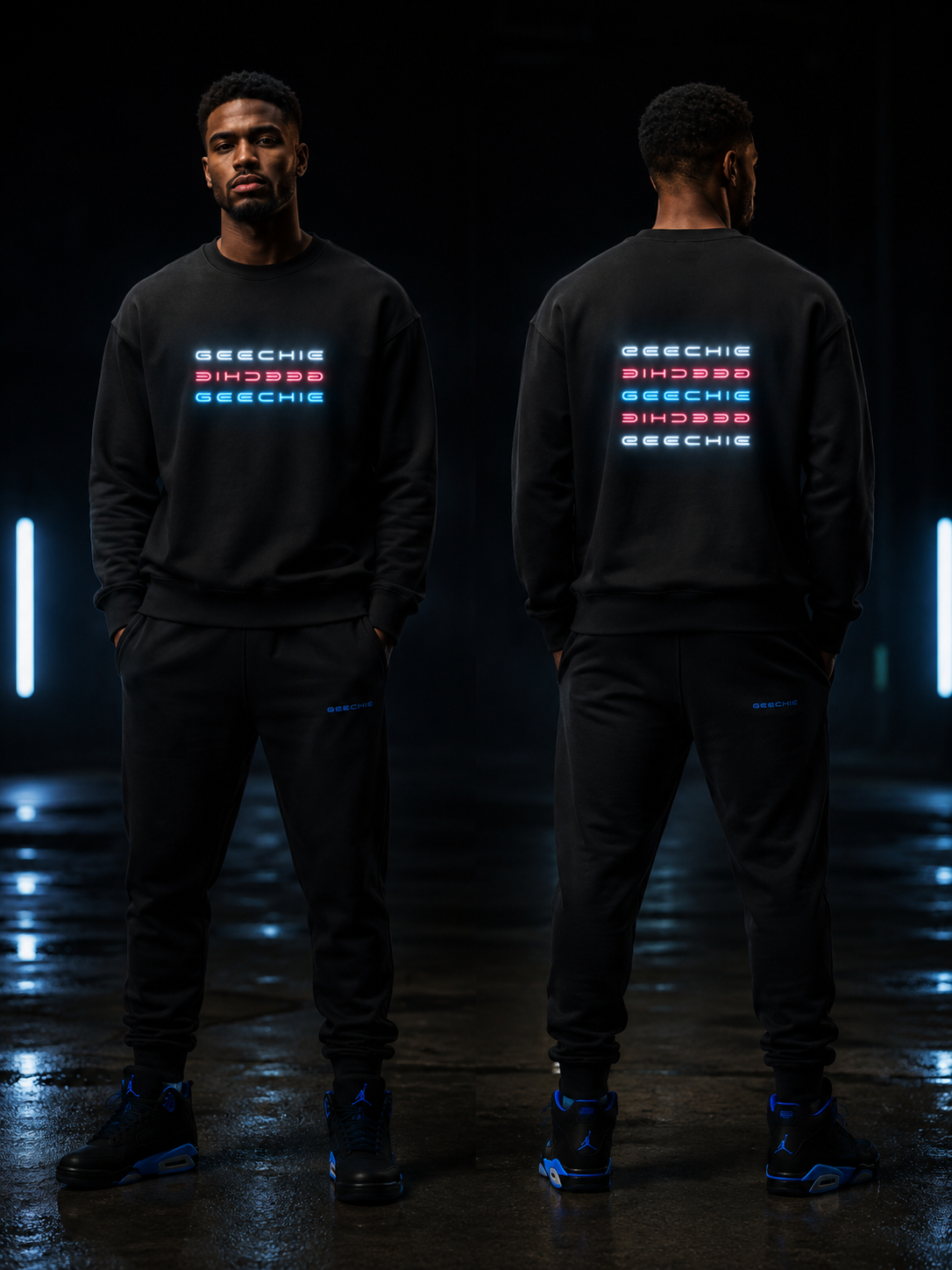 GEECHIE Glow-in-the-Dark Oversized Sweatshirt worn by a model