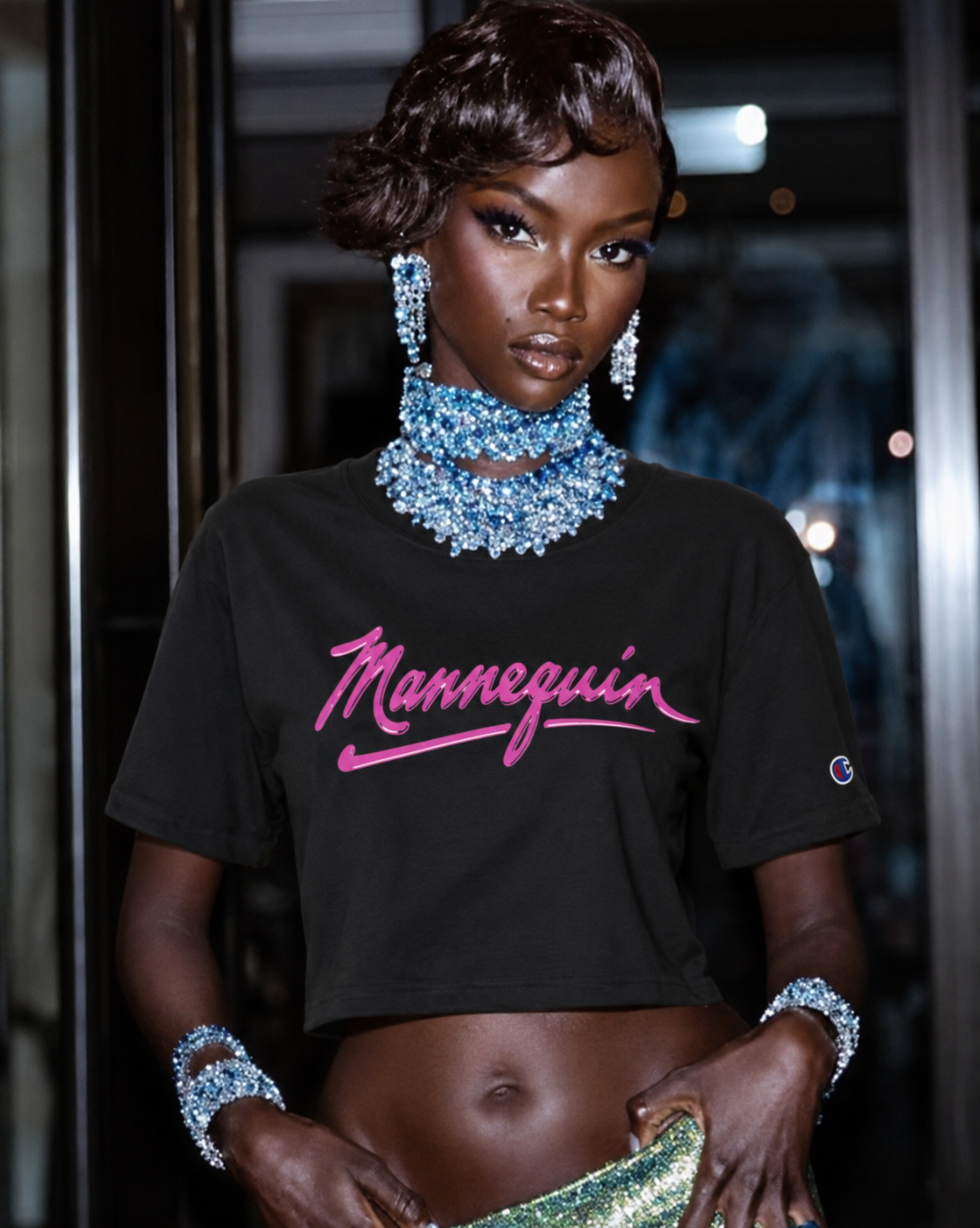 GEECHIE tee worn by a styled model