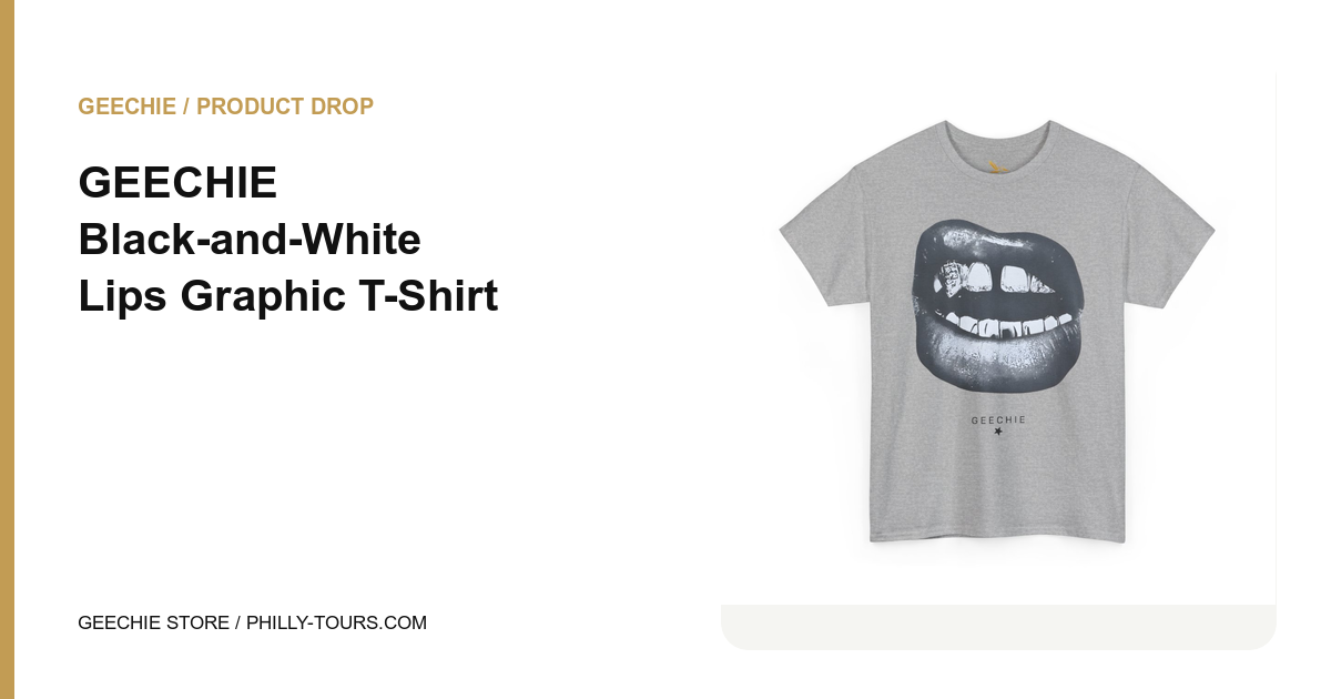 GEECHIE Black-and-White Lips Graphic T-Shirt