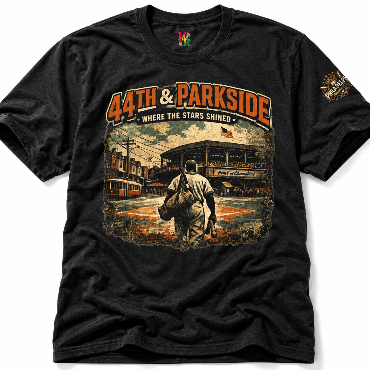 44th and Parkside Philadelphia Stars Negro League Baseball Tee mockup 1