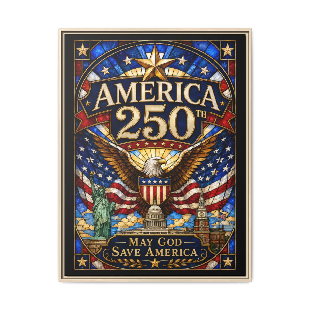 America 250 Patriotic Canvas | May God Save America Wall Art