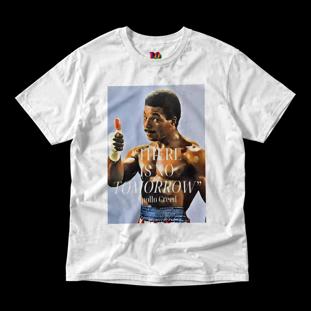 Apollo Creed “There Is No Tomorrow” Retro Boxing White Tee mockup 3