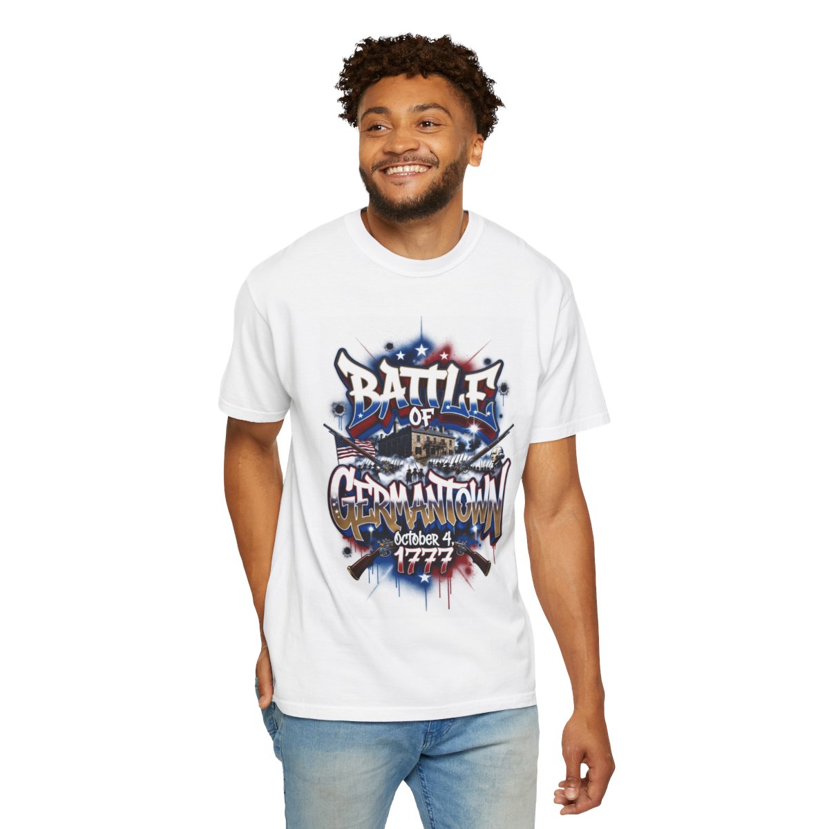 Battle of Germantown T-Shirt | Revolutionary War Graffiti Style Historic Tee mockup 2