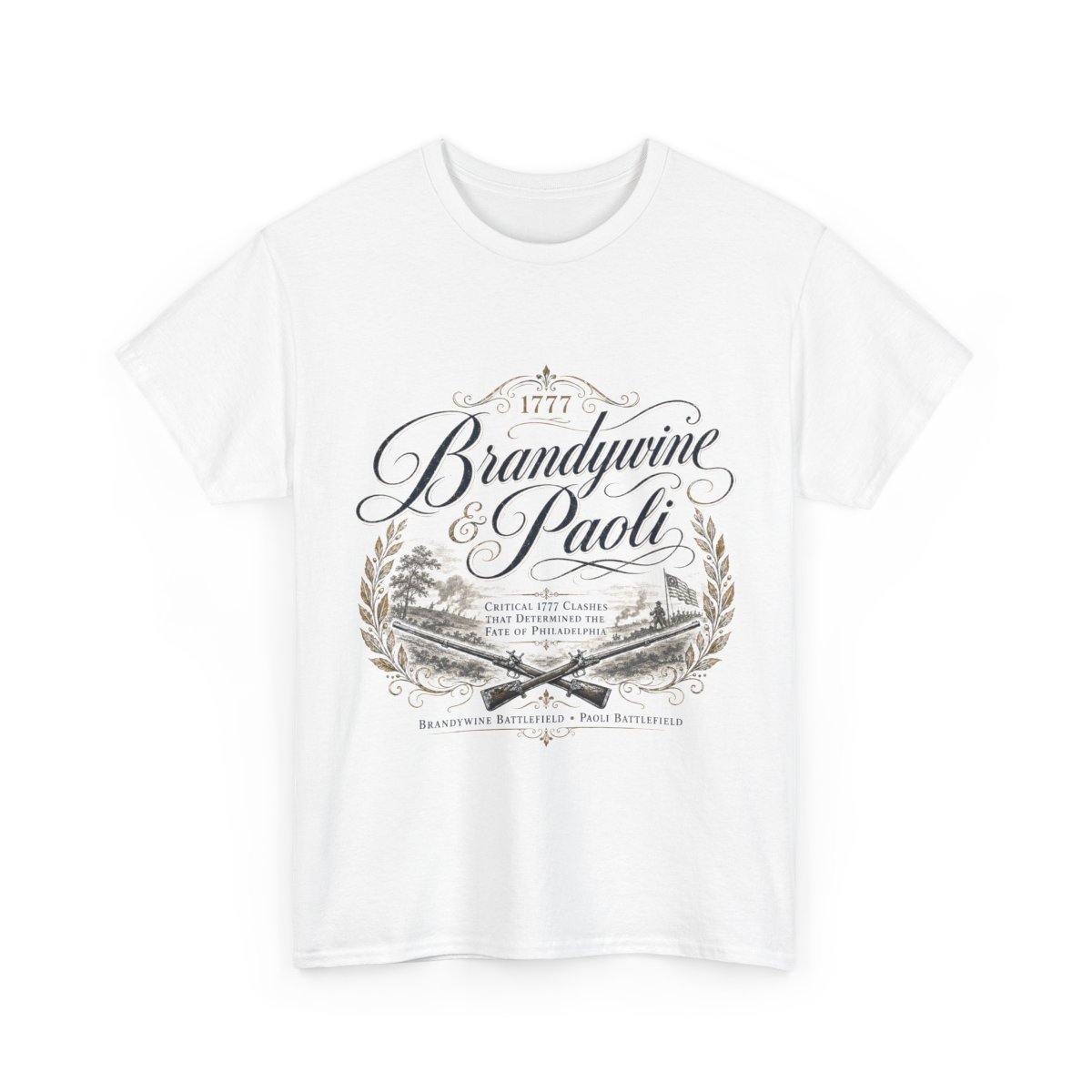 Brandywine and Paoli vintage crest T-Shirt | Revolutionary War battleground design mockup 2