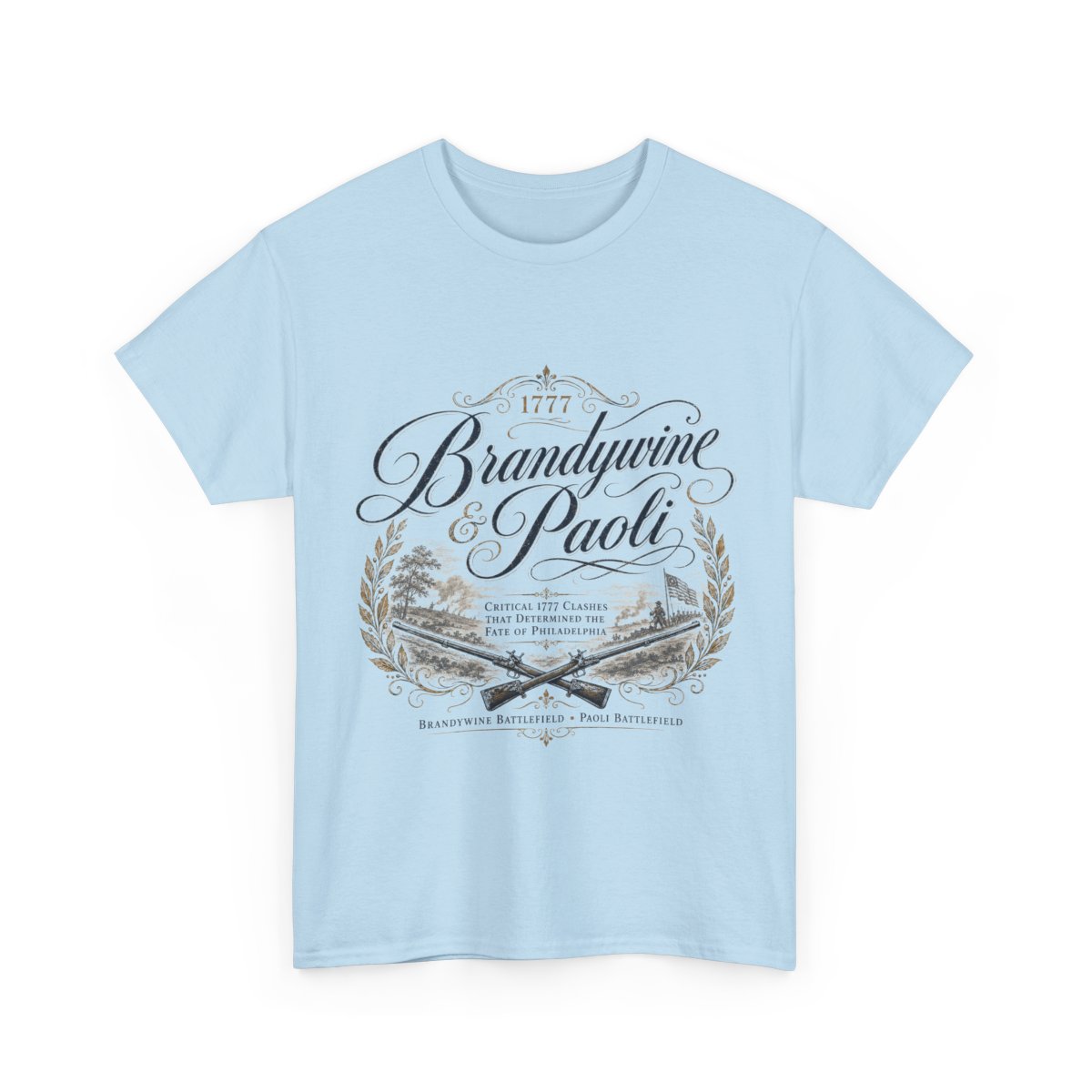 Brandywine and Paoli vintage crest T-Shirt | Revolutionary War battleground design mockup 4