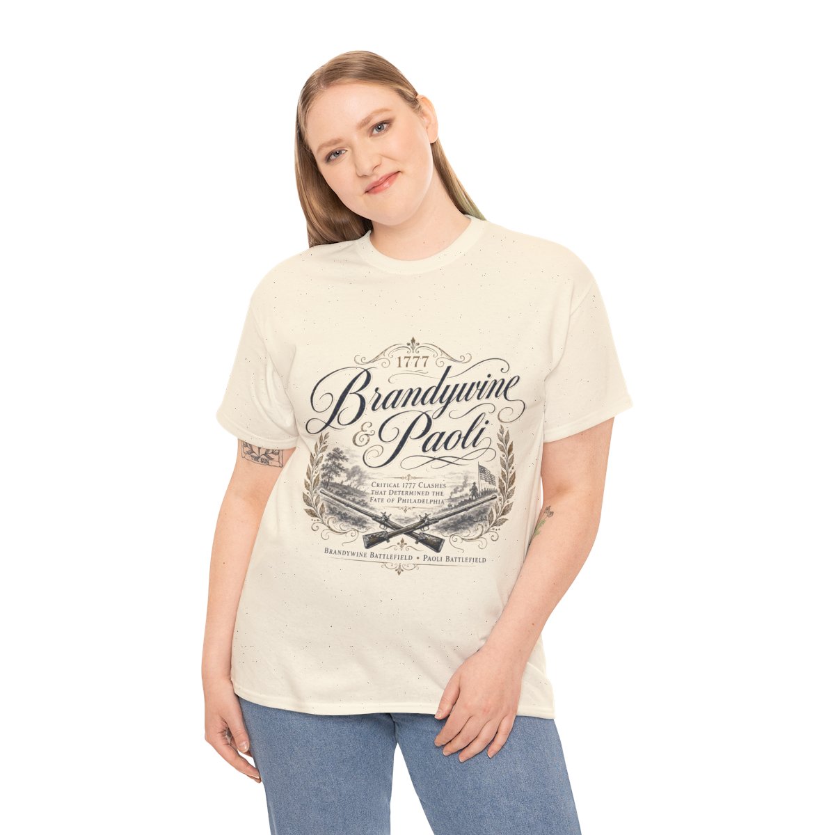 Brandywine and Paoli vintage crest T-Shirt | Revolutionary War battleground design mockup 5