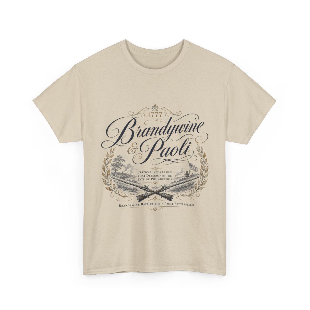 Brandywine and Paoli vintage crest T-Shirt | Revolutionary War battleground design mockup 8
