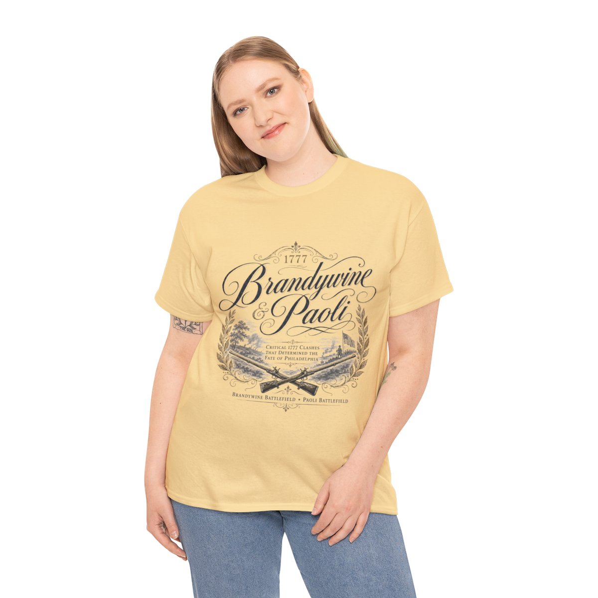 Brandywine and Paoli vintage crest T-Shirt | Revolutionary War battleground design mockup 9