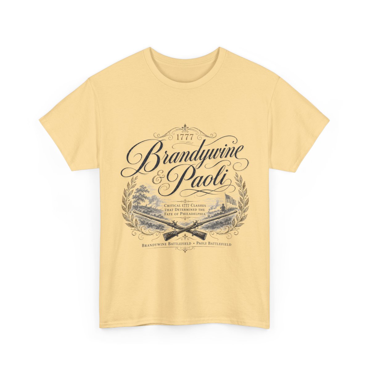 Brandywine and Paoli vintage crest T-Shirt | Revolutionary War battleground design mockup 10