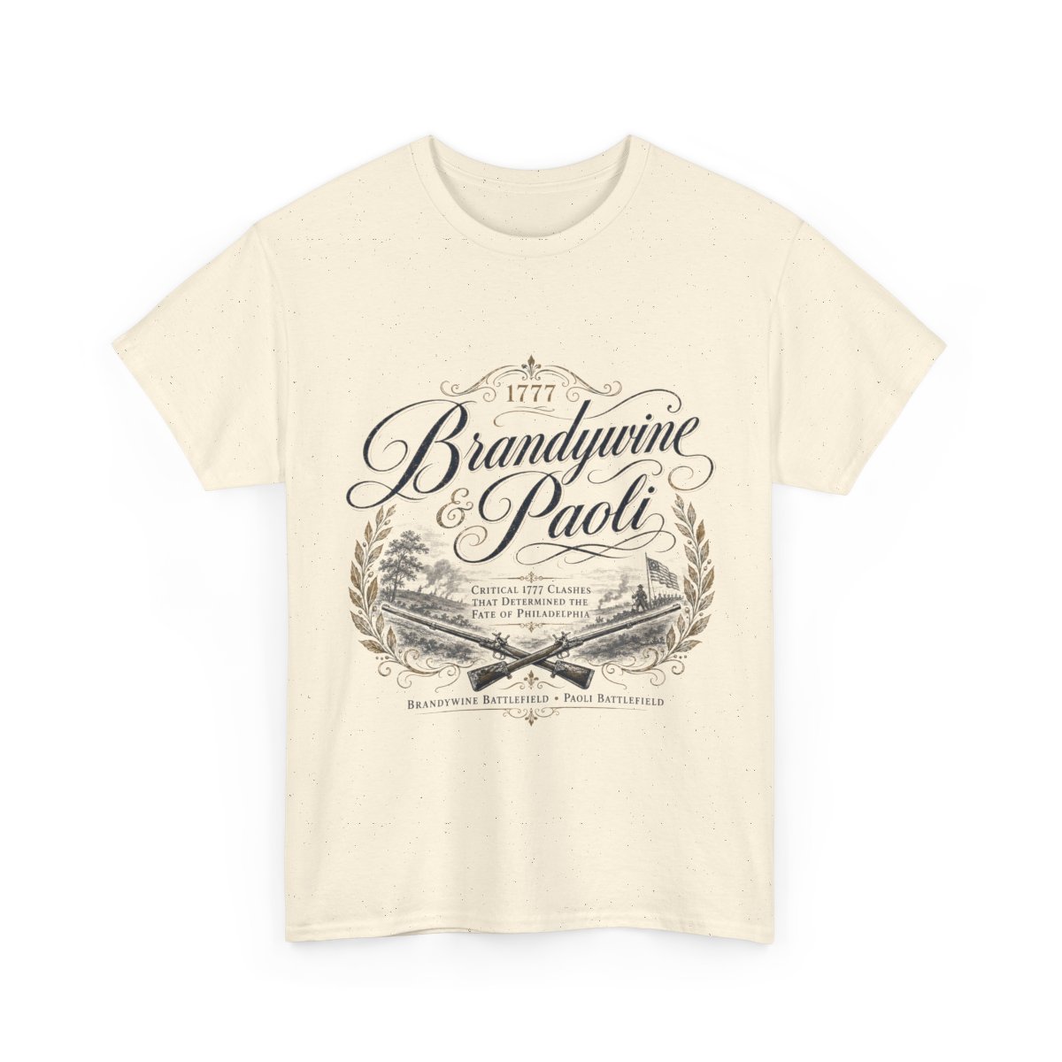 Brandywine and Paoli Vintage Crest T-Shirt | Revolutionary War Battleground Tee mockup 6