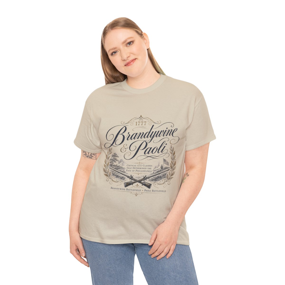 Brandywine and Paoli Vintage Crest T-Shirt | Revolutionary War Battleground Tee mockup 7