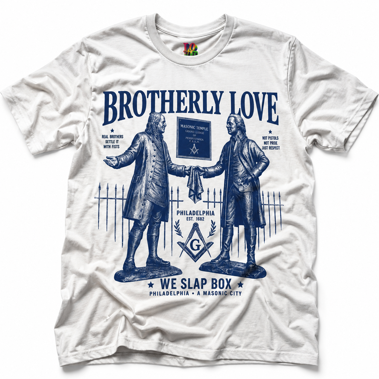 Brotherly Love We Slap Box Philadelphia Masonic City Tee mockup 1