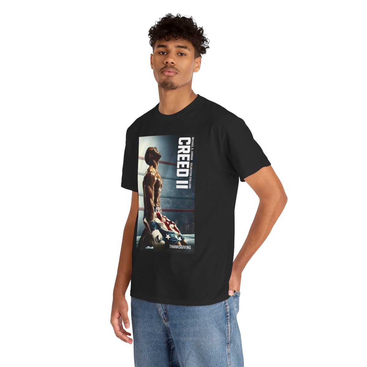 Creed II Boxing Movie | Michael B. Jordan Inspired Black Graphic Tee mockup 2