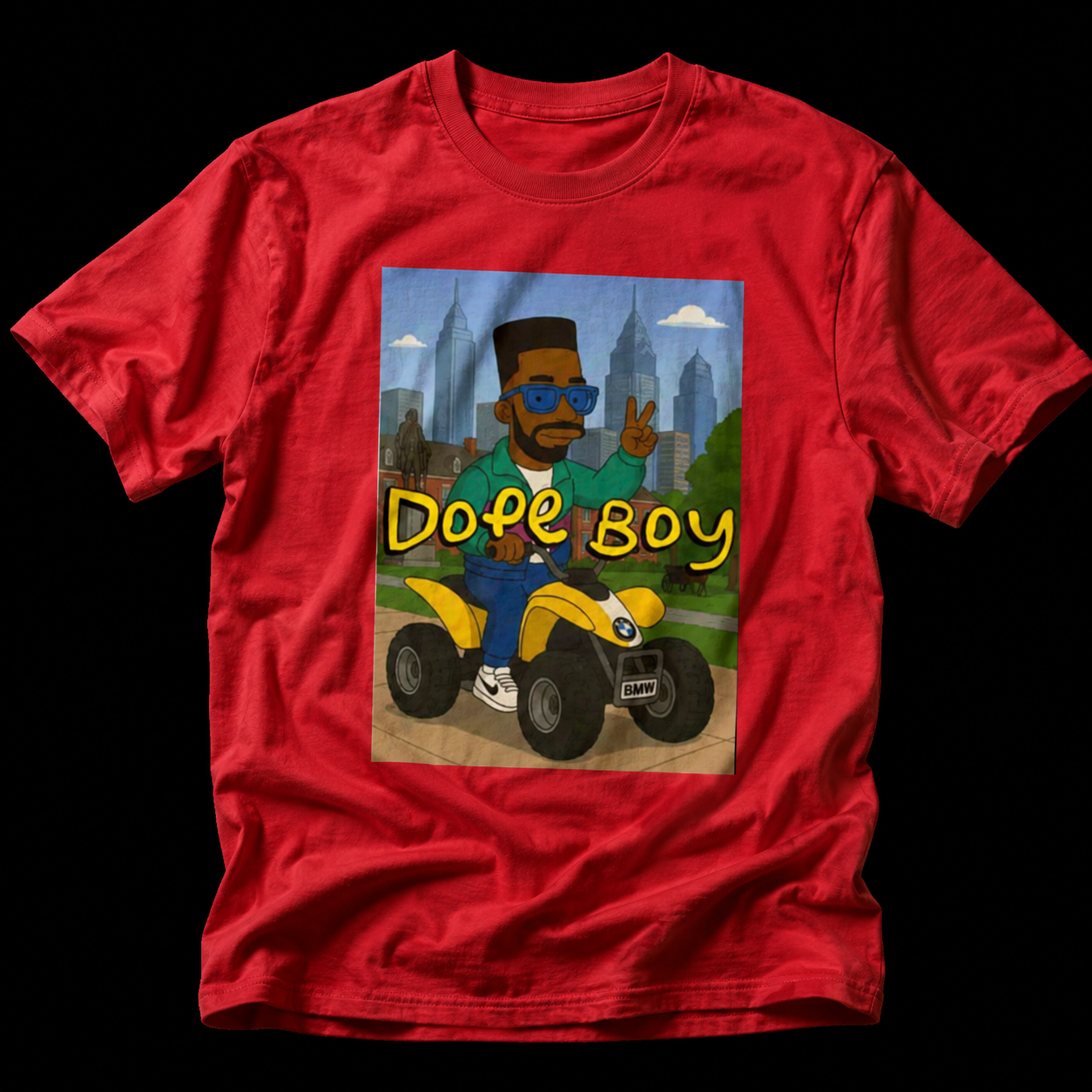 Dope Boy Philly Skyline ATV Tee mockup 1