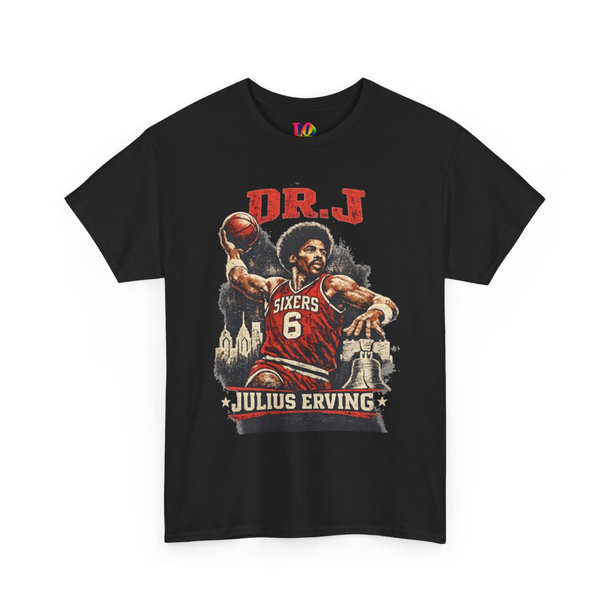 Dr. J Julius Erving Vintage Philadelphia Basketball Graphic Tee mockup 1