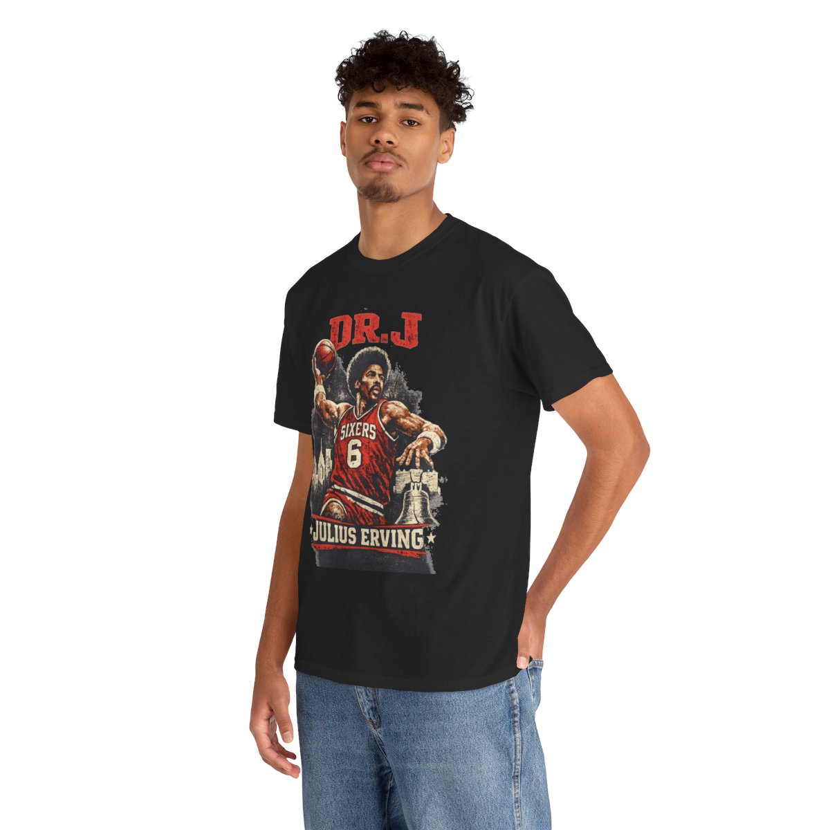 Dr. J Julius Erving Vintage Philadelphia Basketball Graphic Tee mockup 2
