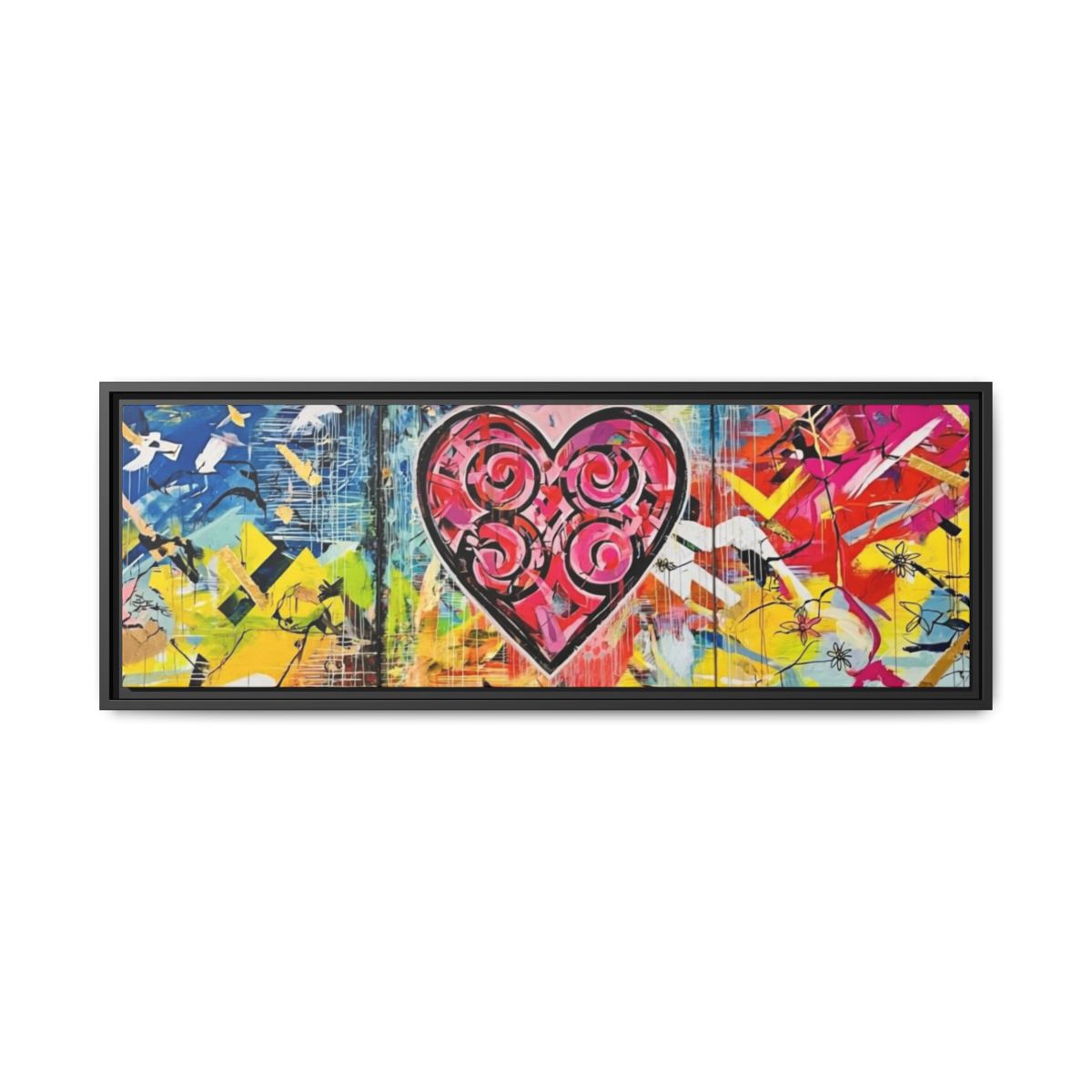 Framed Matte Canvas — Colorful Street-Art Heart Wall Art mockup 1
