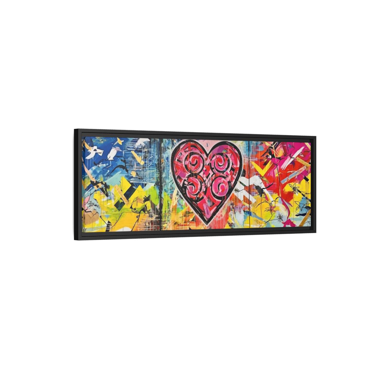 Framed Matte Canvas — Colorful Street-Art Heart Wall Art mockup 2