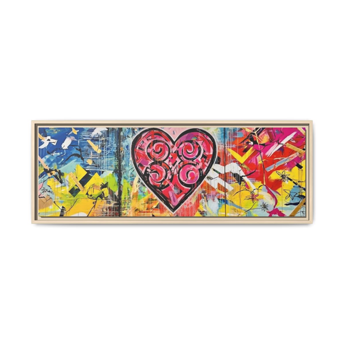 Framed Matte Canvas — Colorful Street-Art Heart Wall Art mockup 4