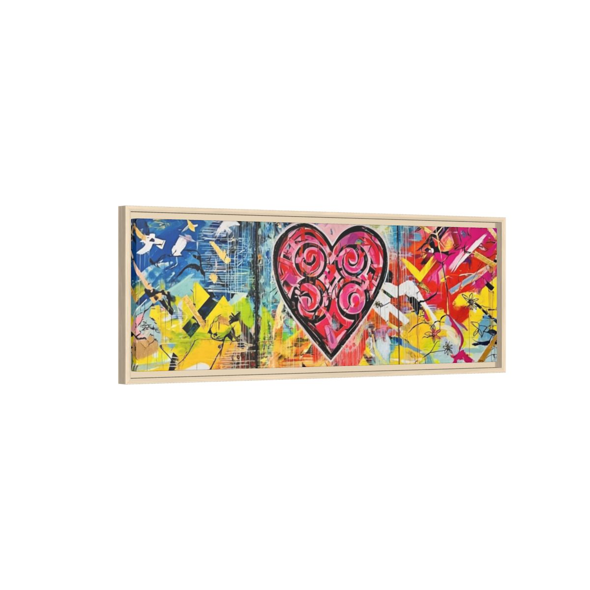 Framed Matte Canvas — Colorful Street-Art Heart Wall Art mockup 5