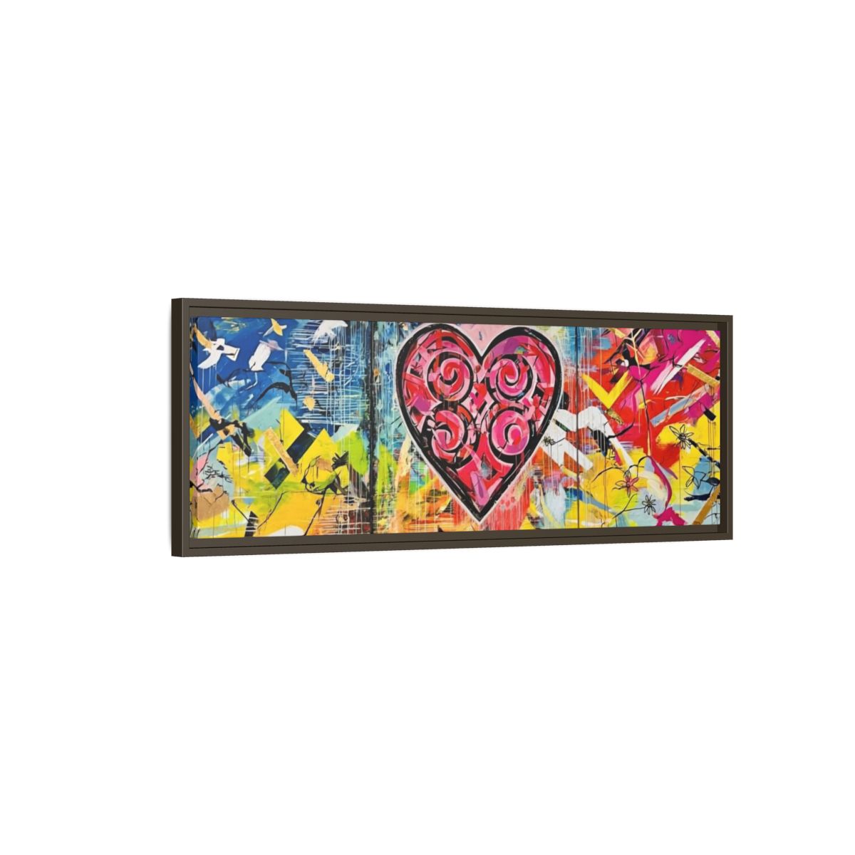 Framed Matte Canvas — Colorful Street-Art Heart Wall Art mockup 8