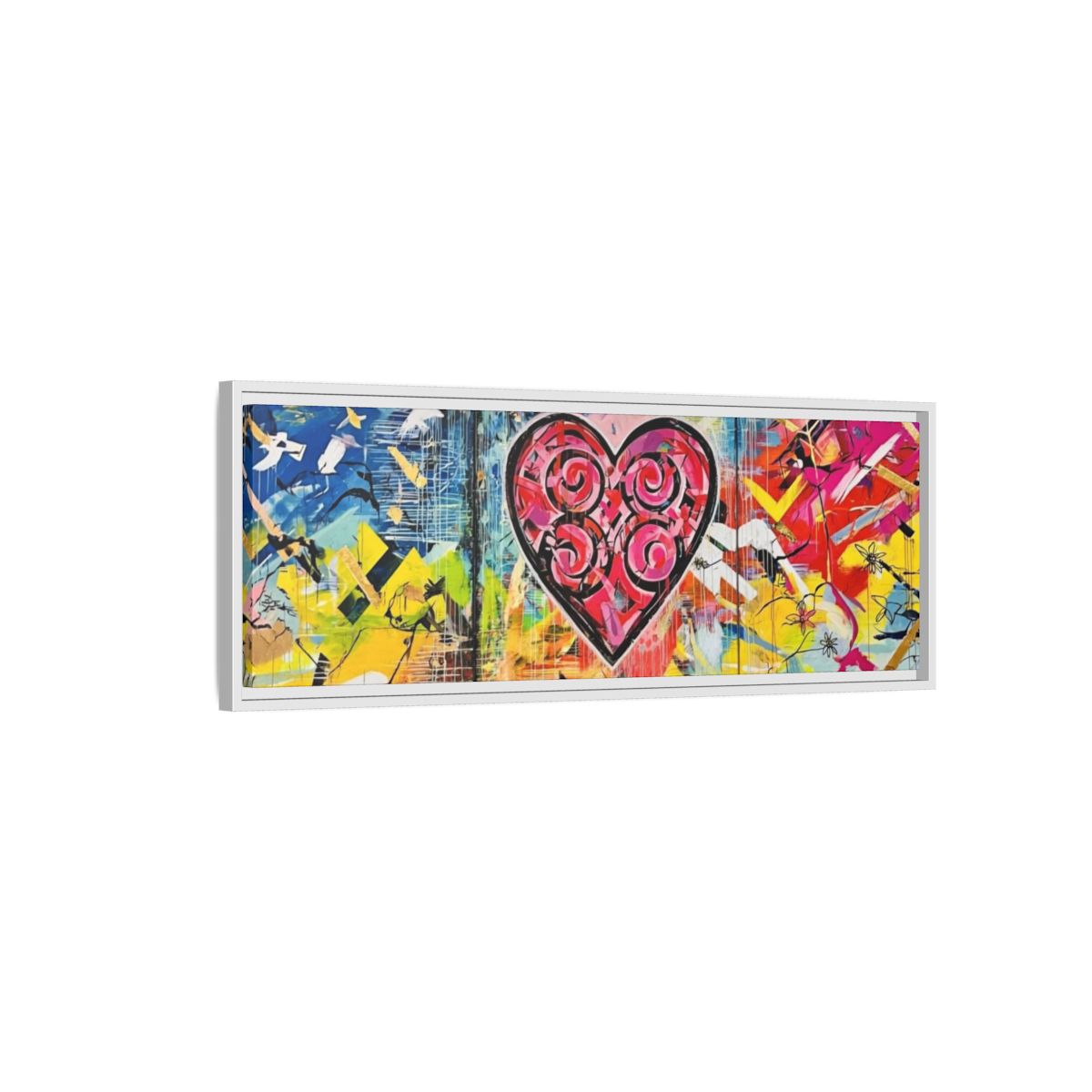 Framed Matte Canvas — Colorful Street-Art Heart Wall Art mockup 11
