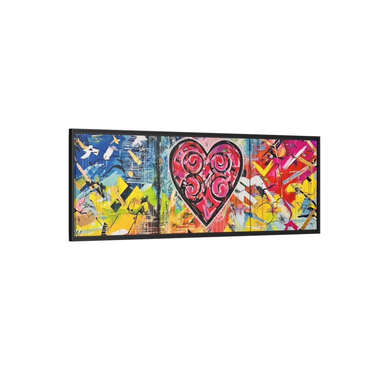 Framed Matte Canvas — Colorful Street-Art Heart Wall Art mockup 18