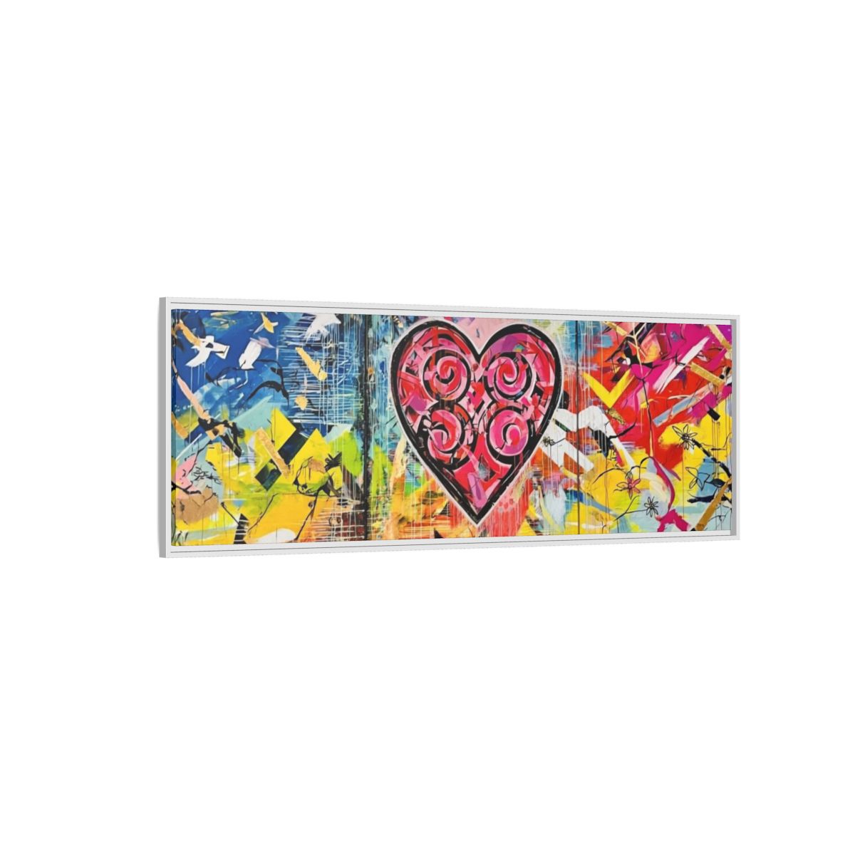 Framed Matte Canvas — Colorful Street-Art Heart Wall Art mockup 22