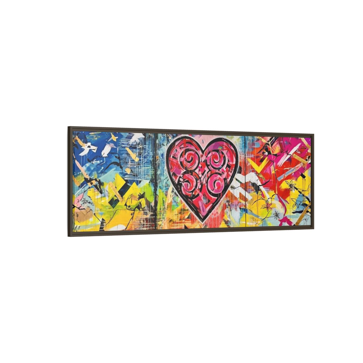 Framed Matte Canvas — Colorful Street-Art Heart Wall Art mockup 26