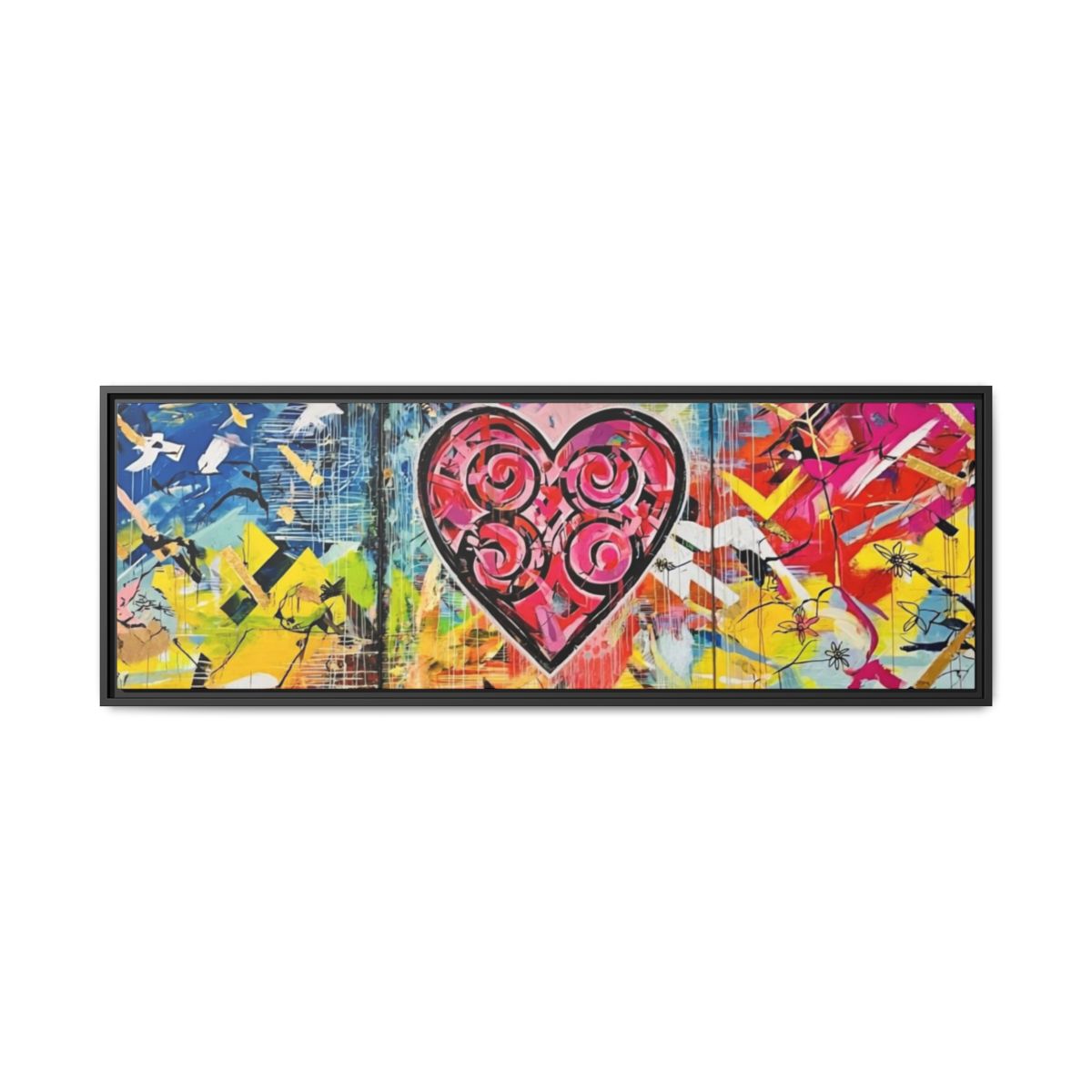 Framed Matte Canvas — Colorful Street-Art Heart Wall Art mockup 41