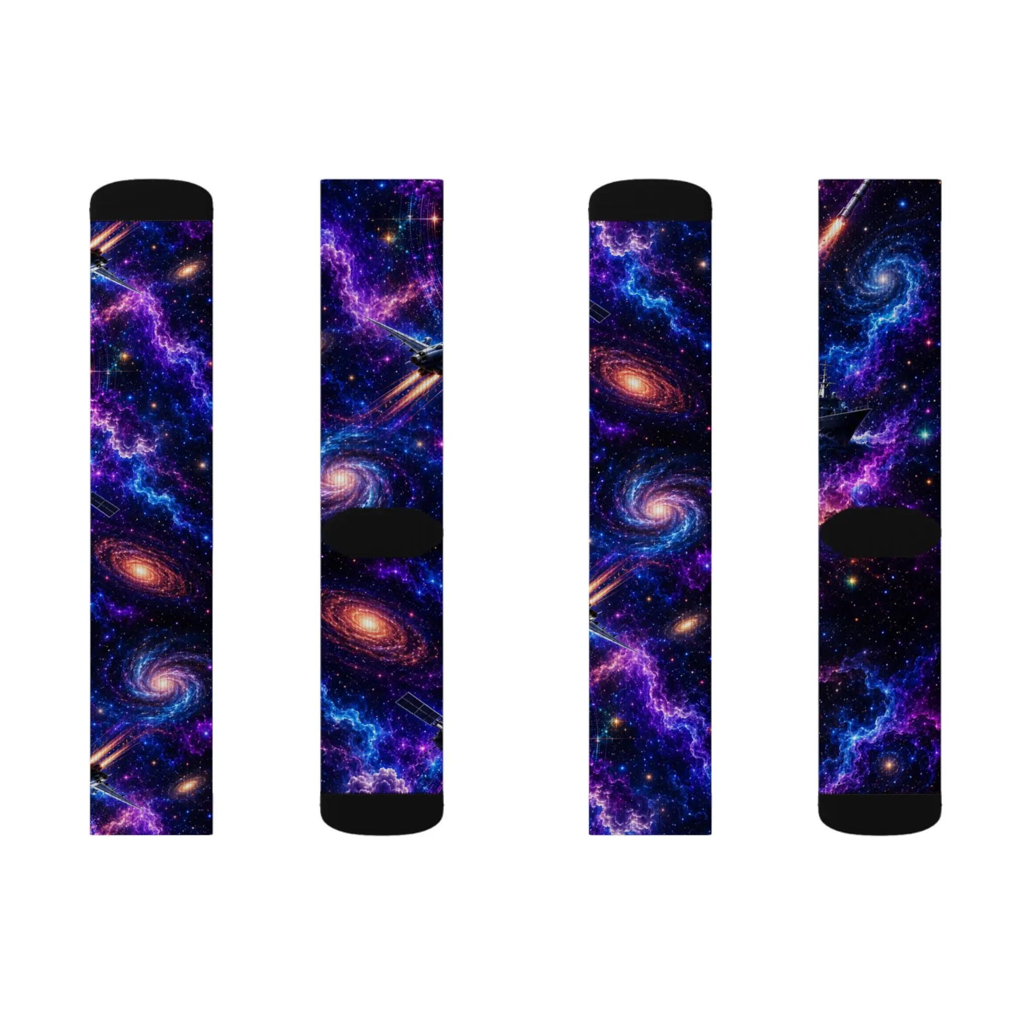 Galaxy nebula crew socks mockup