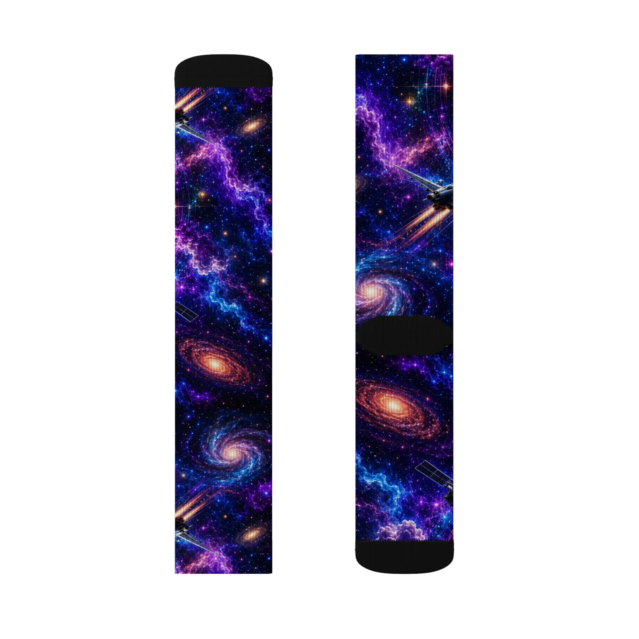 Galaxy nebula crew socks mockup