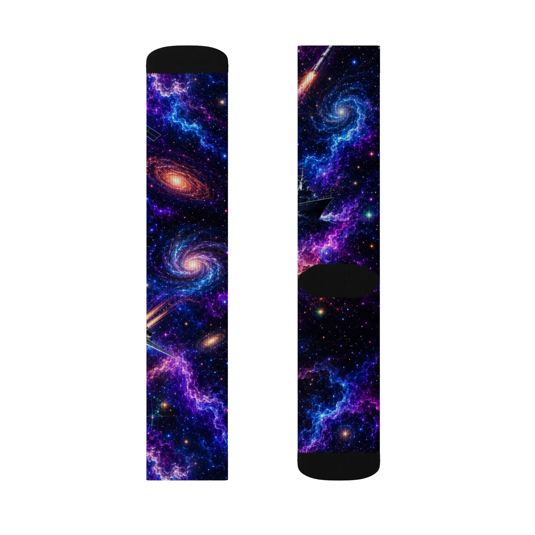 Galaxy nebula crew socks mockup