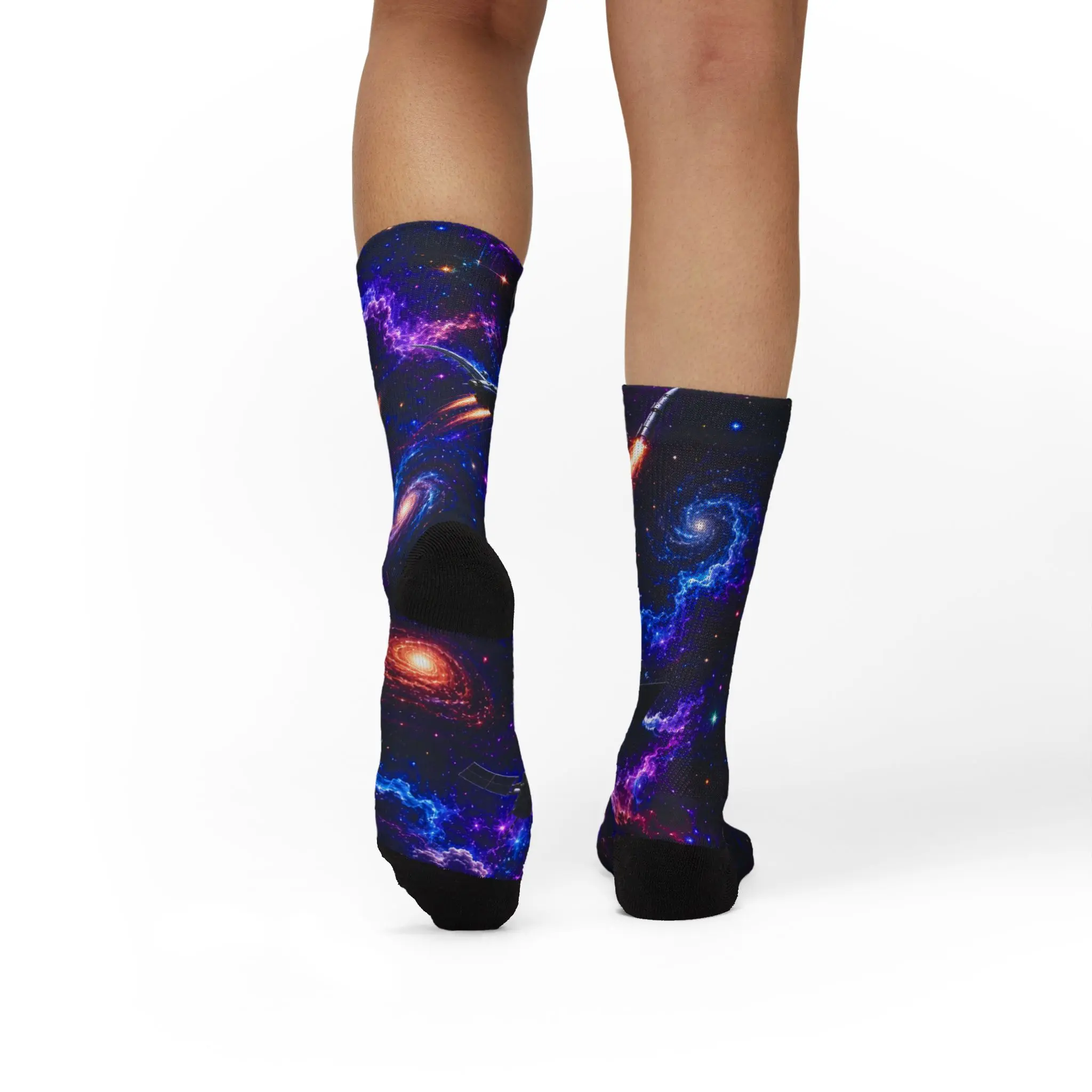 Galaxy nebula crew socks mockup