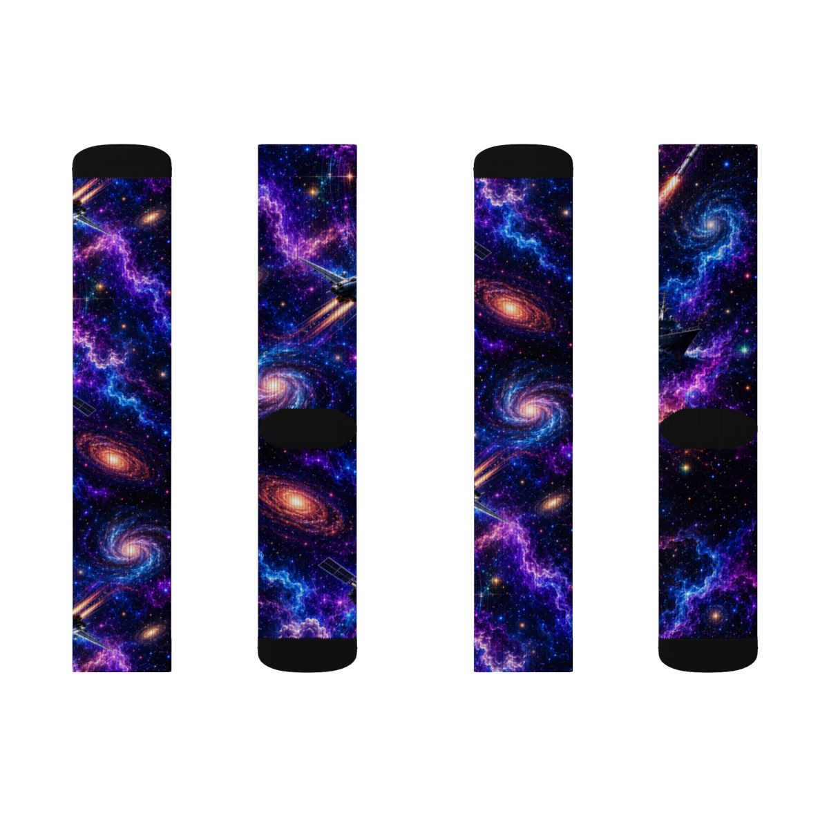 Galaxy Nebula Crew Socks | Purple Blue Cosmic Space Socks mockup 3