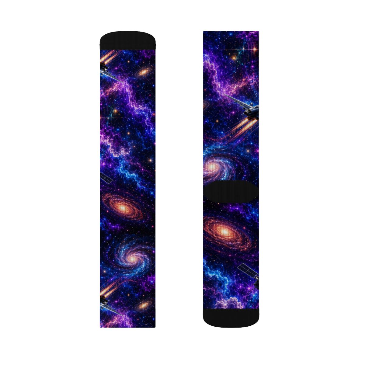 Galaxy Nebula Crew Socks | Purple Blue Cosmic Space Socks mockup 4
