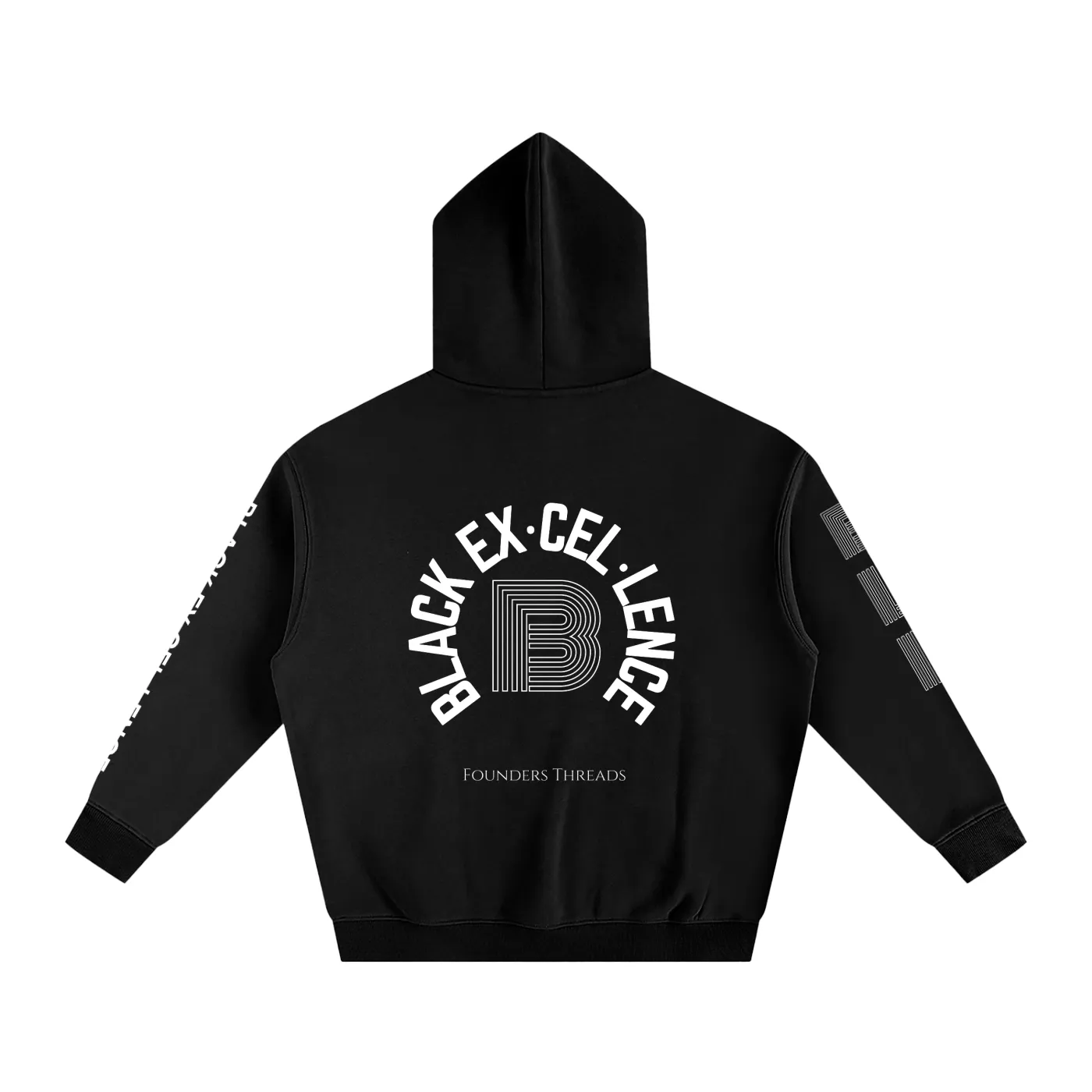 GEECHIE Black Excellence Oversize Fleeced Hoodie — Black color mockup 2