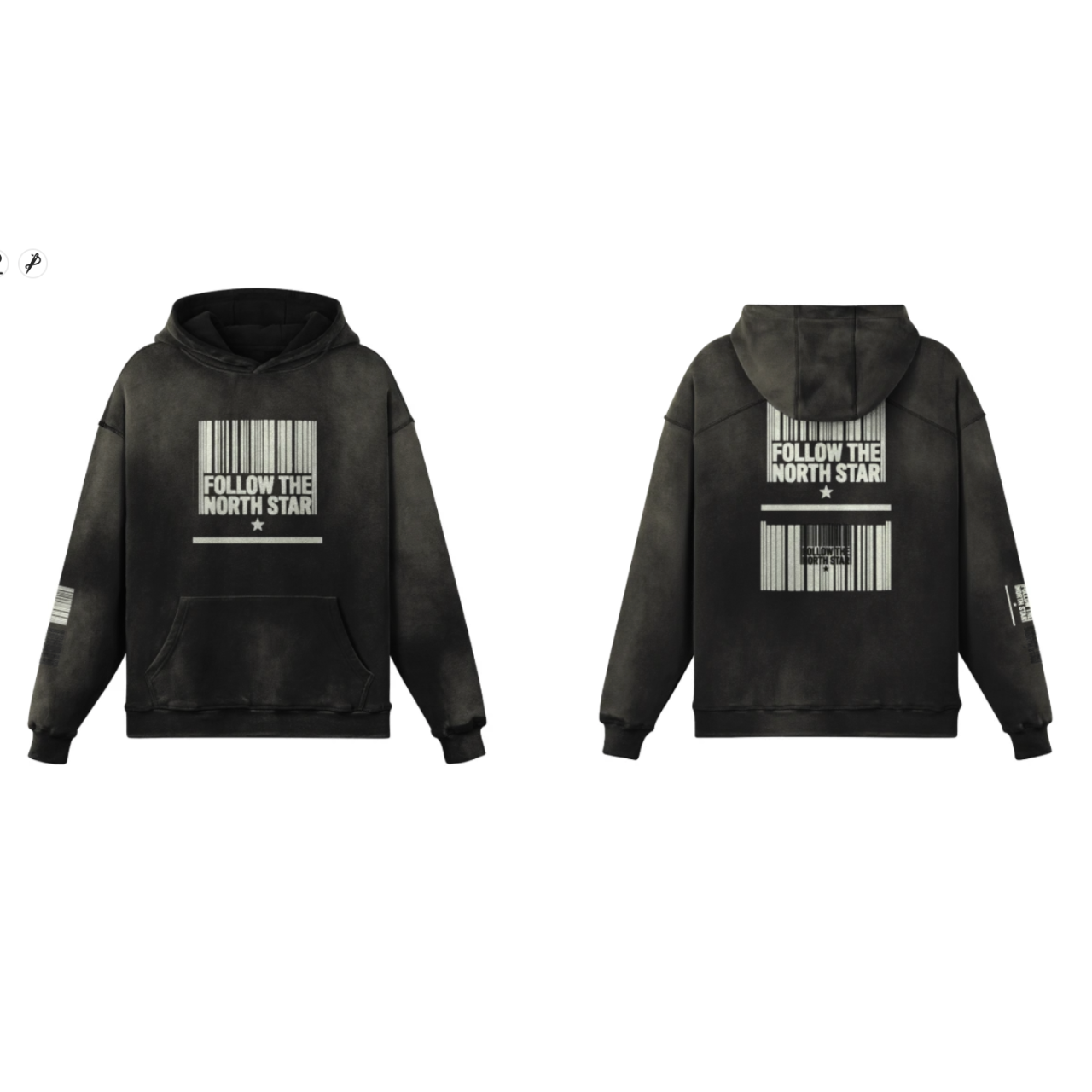 Front and back product view of the GEECHIE Follow the North Star hoodie