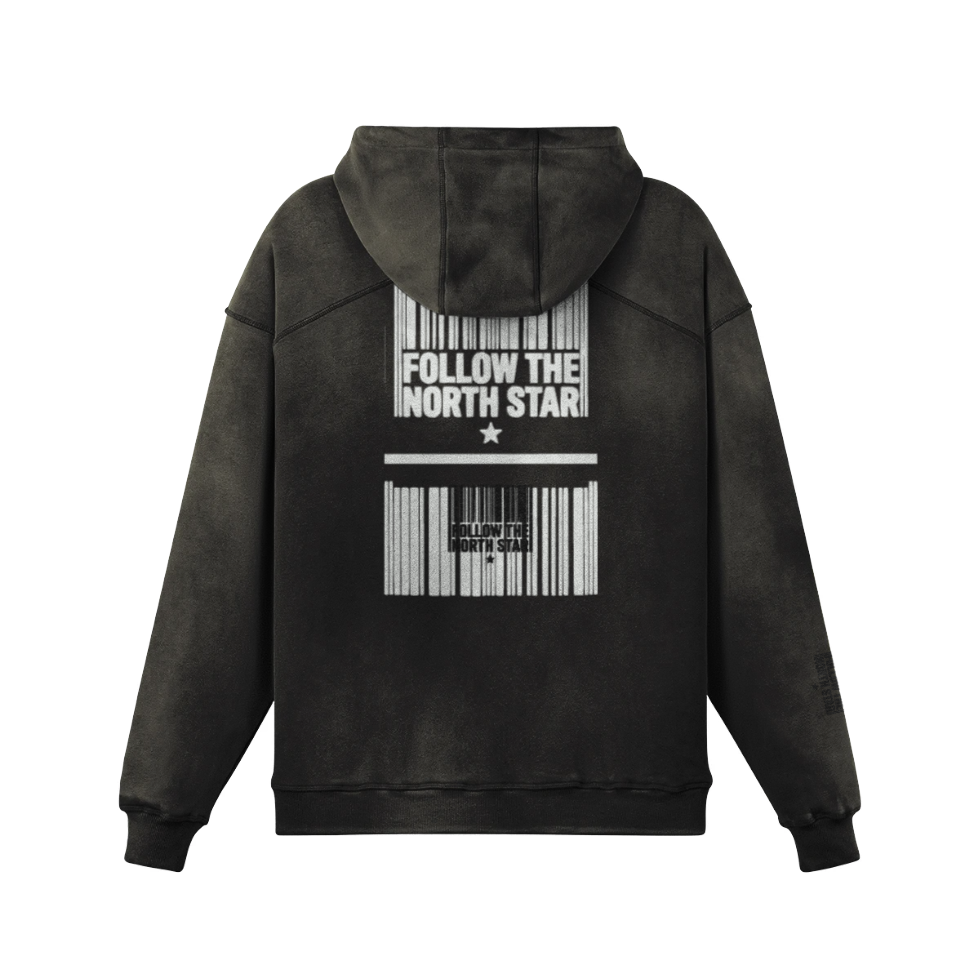 Back view of the GEECHIE Follow the North Star hoodie