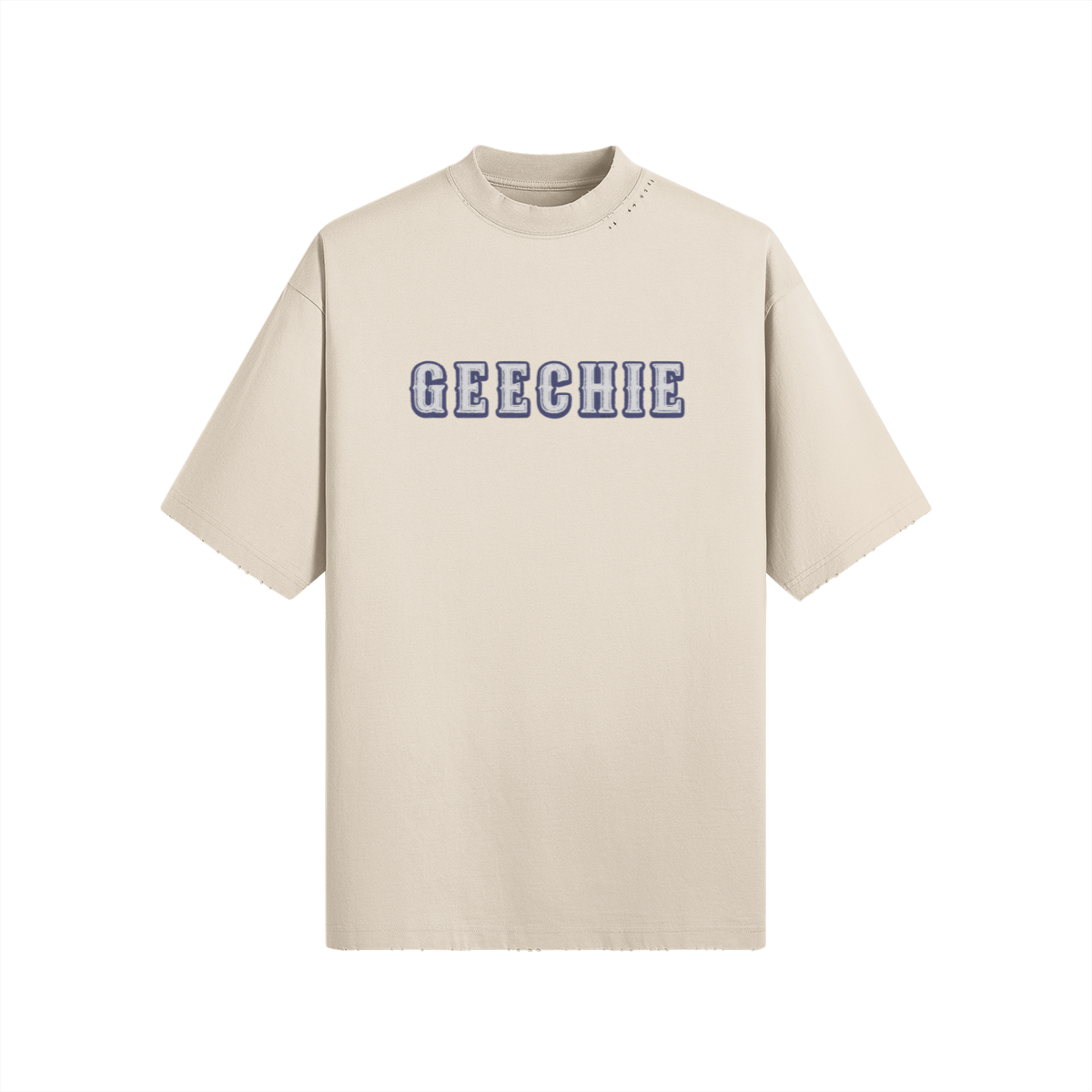 Detail view of the GEECHIE Follow the North Star embroidered T-shirt.