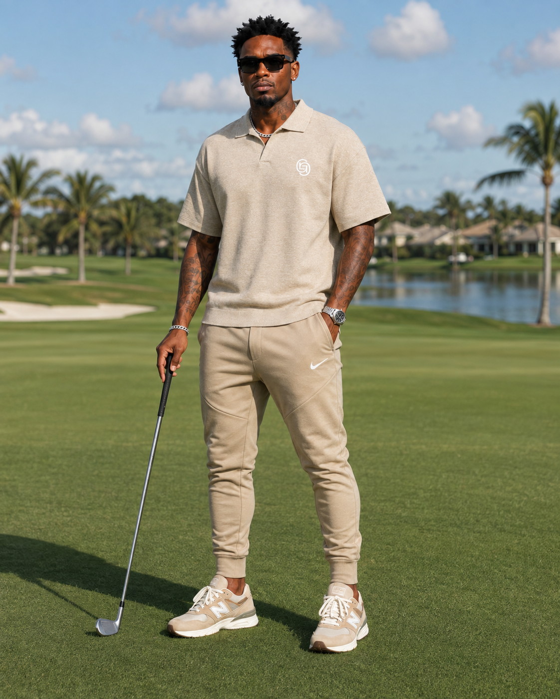 GEECHIE Luxury Minimalist Polo — Mild Apricot color mockup 2