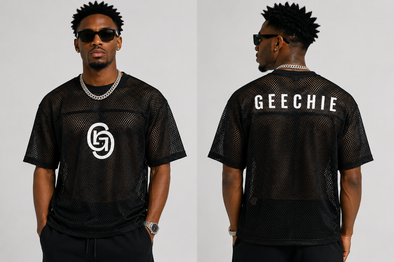 GEECHIE Oversized Mesh Jersey | Premium Tee — Blue color mockup 2