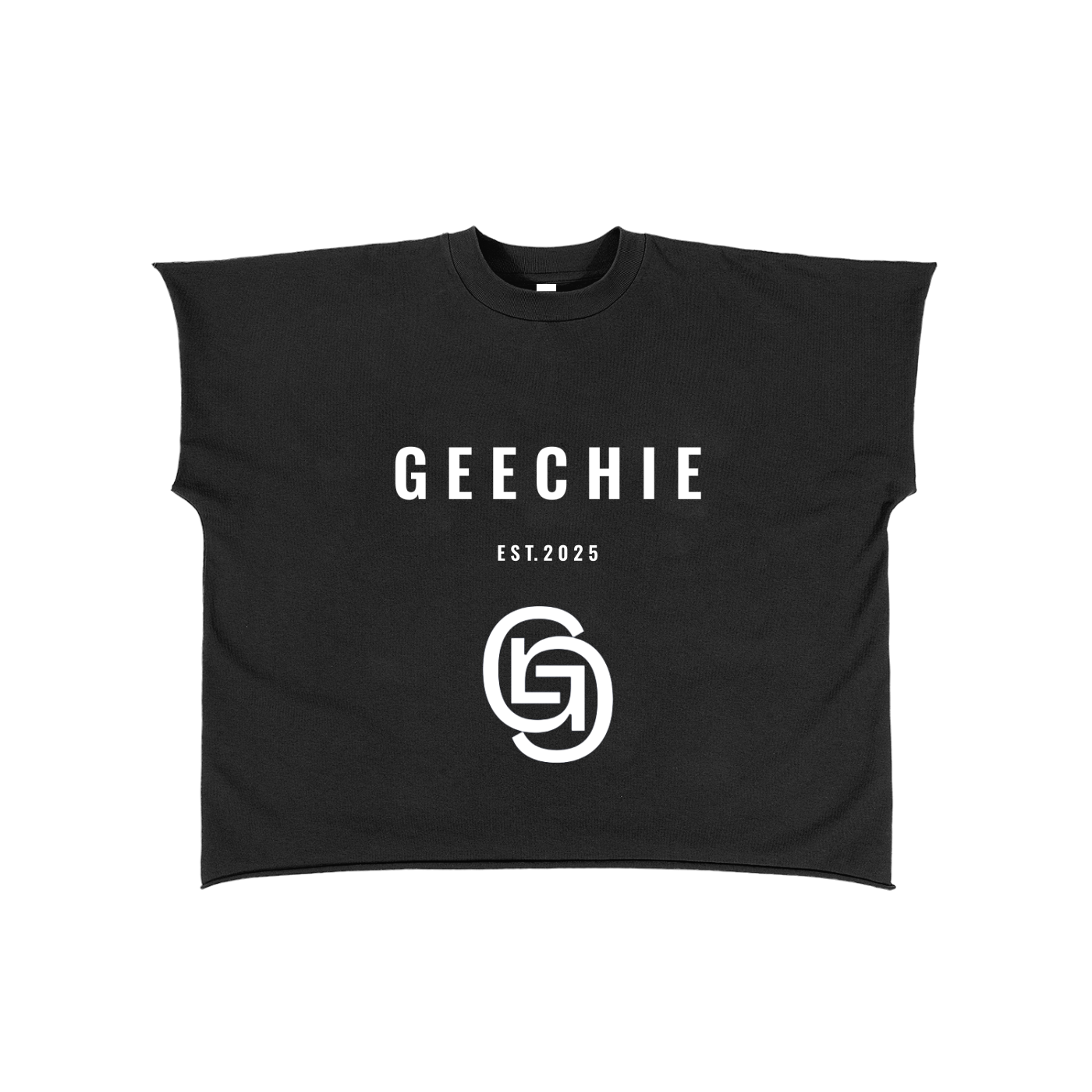 GEECHIE Oversized Sleeveless Muscle Tee — Black color mockup 2