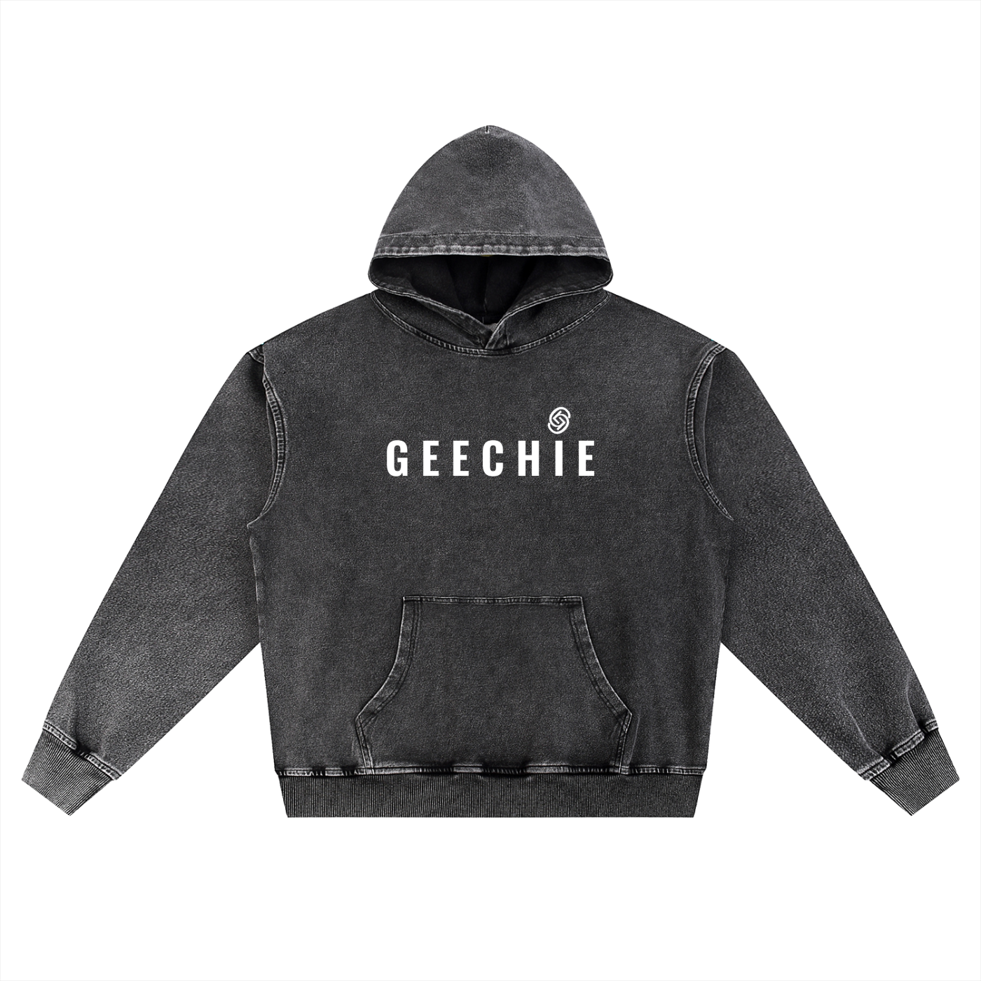GEECHIE Premium Washed Hoodie — Light Blue color mockup 3