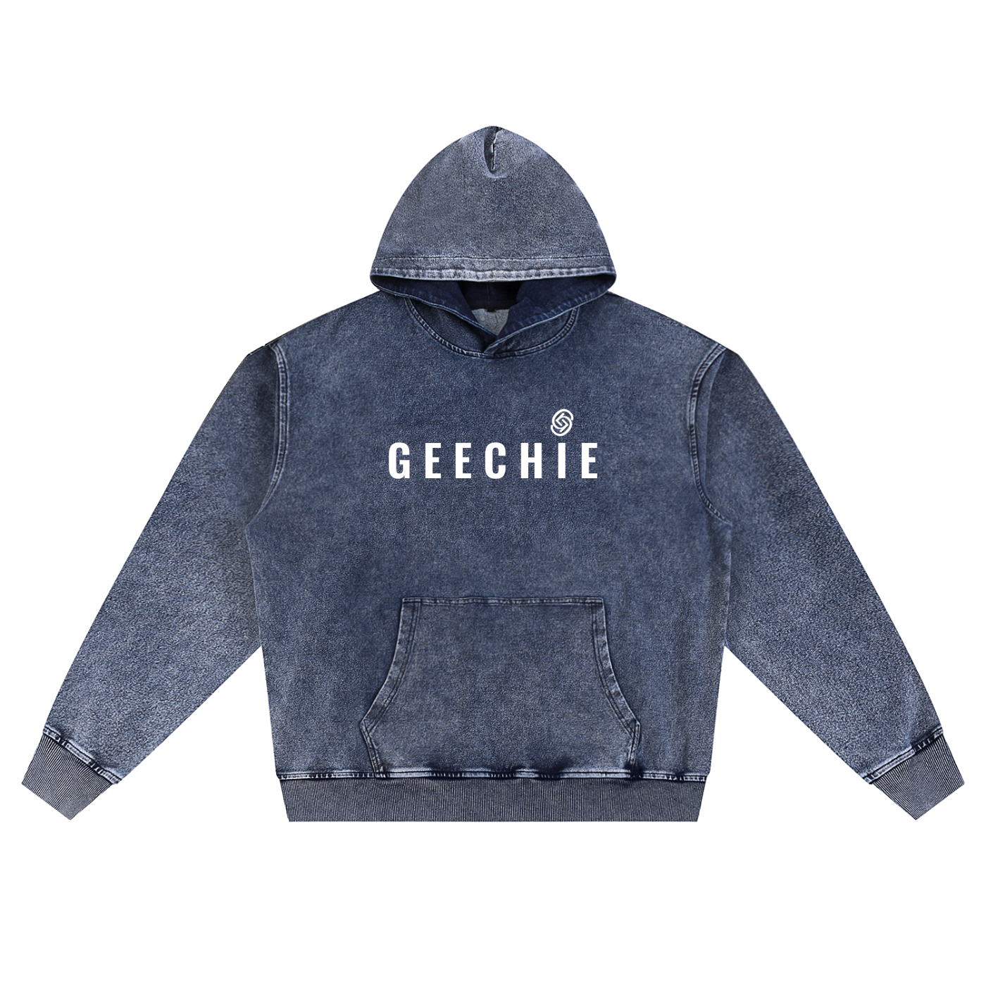 GEECHIE Premium Washed Hoodie — Light Blue color mockup 5