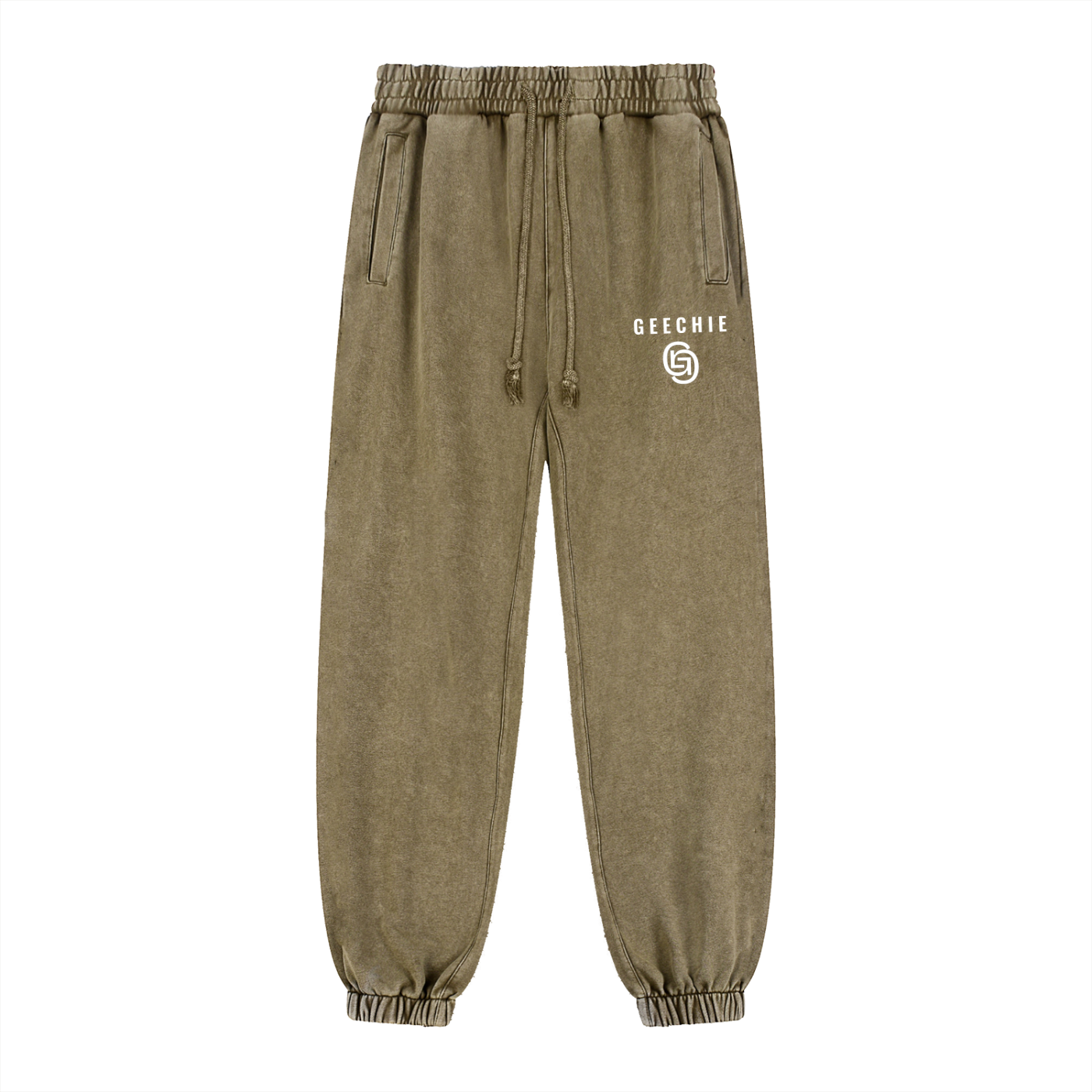GEECHIE Premium Washed Jogger Pants — Brown color mockup 11