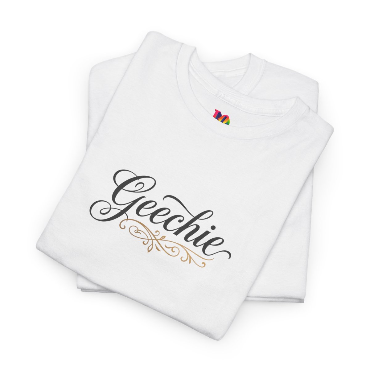 Geechie script logo Tee | Southern slang cursive design, white t-shirt mockup 2